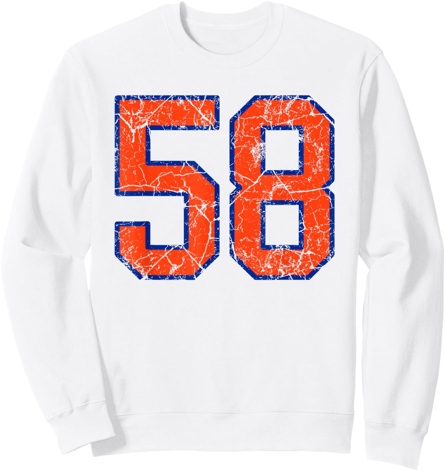 Orange and Blue Sports Number 58 Jersey Uniform Player Sweatshirt - Sweatshirt | White