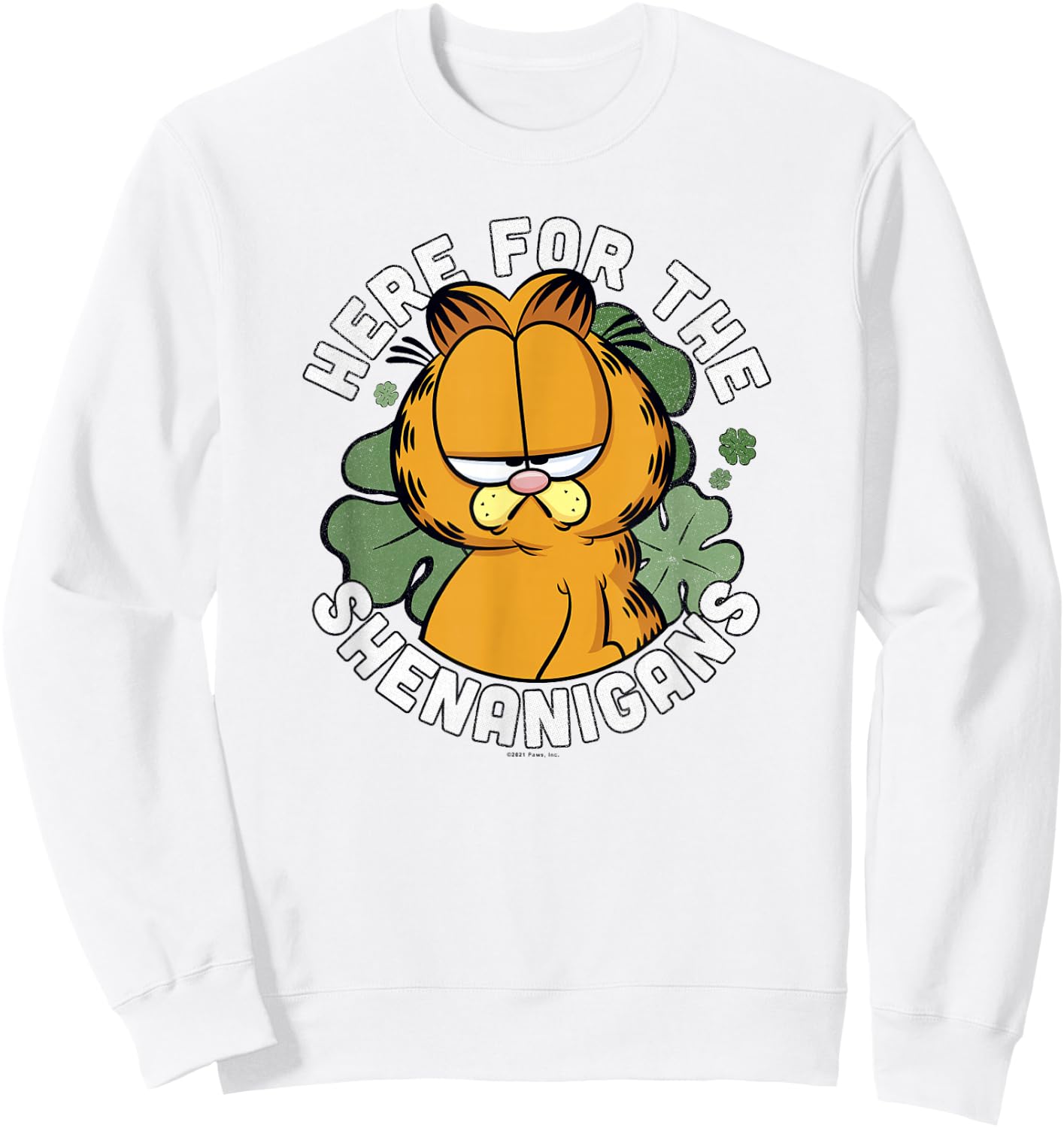 Garfield St. Patrick's Day Here For The Shenanigans Sweatshirt - Sweatshirt | White