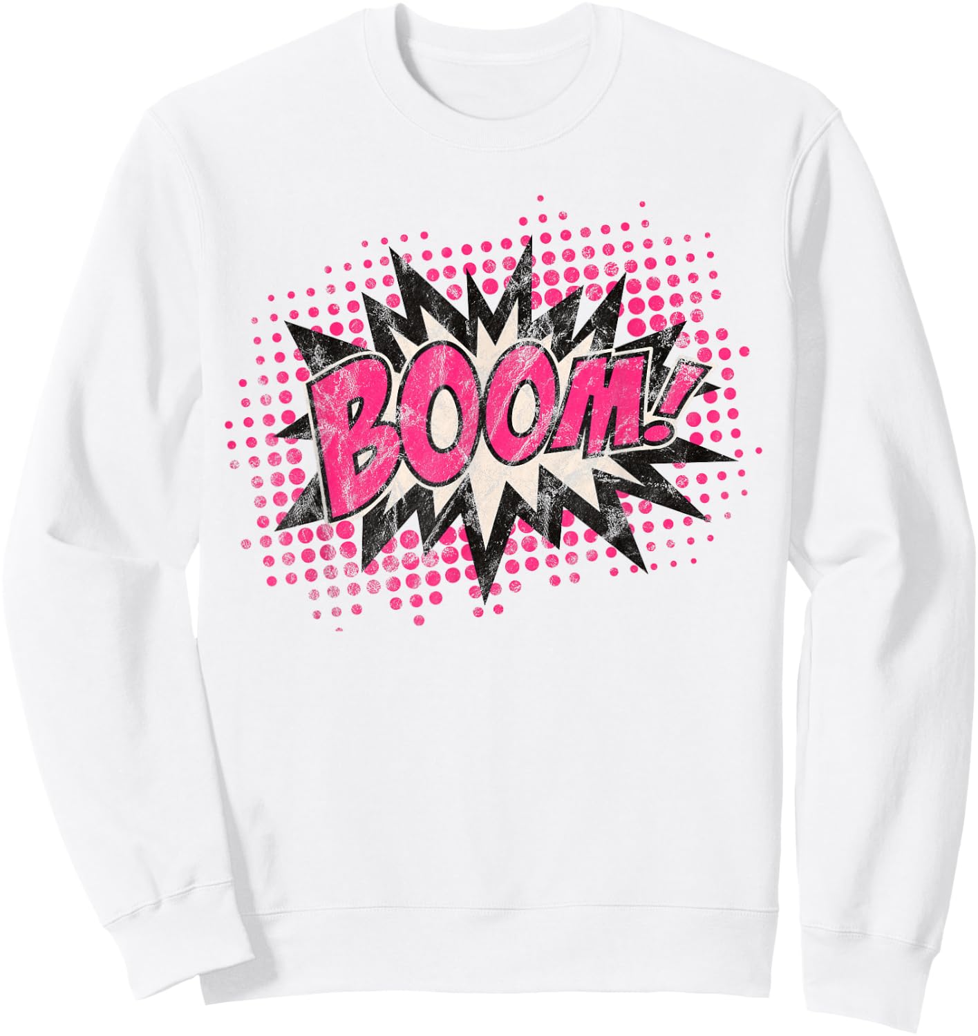 Comic Boom Bang Pow Kaboom Explosion Speech Bubble Vintage Sweatshirt - Sweatshirt | White