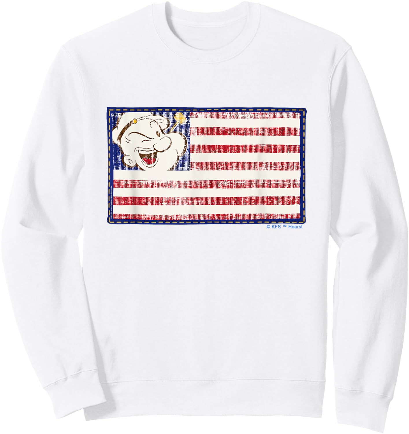 4th of July "Popeye Patriotic Flag" Sweatshirt - Sweatshirt | White