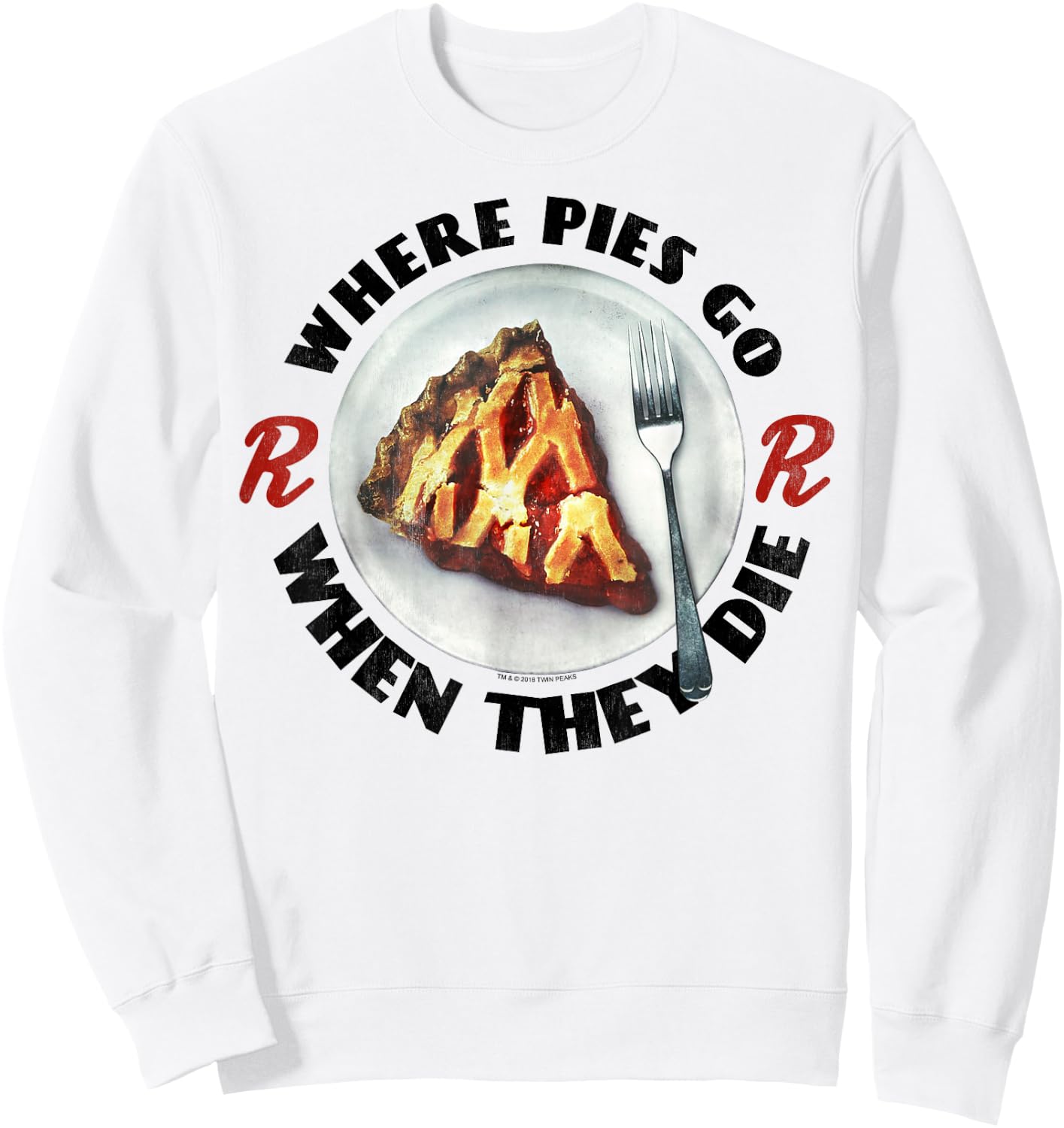 Twin Peaks Where Pies Go Die On A Plate Graphic Sweatshirt - Sweatshirt | White