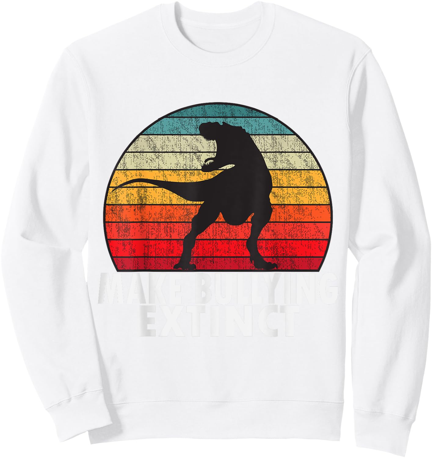 Make Bullying Extinct We Wear Orange For Unity Day Dinosaur Sweatshirt - Sweatshirt | White
