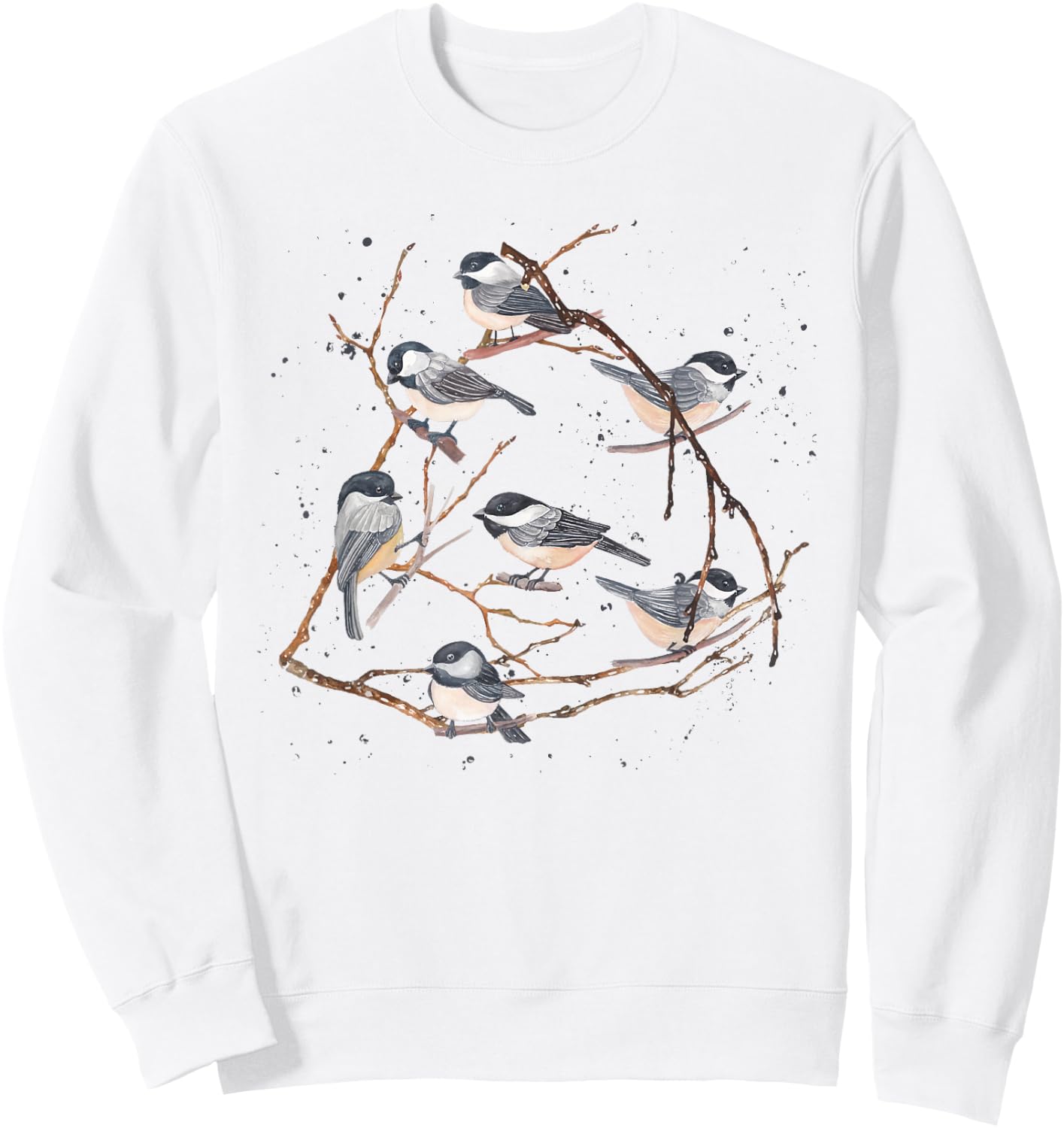 Chickadee Bird Watching Birding Nature Tree Branch Bird Sweatshirt - Sweatshirt | White