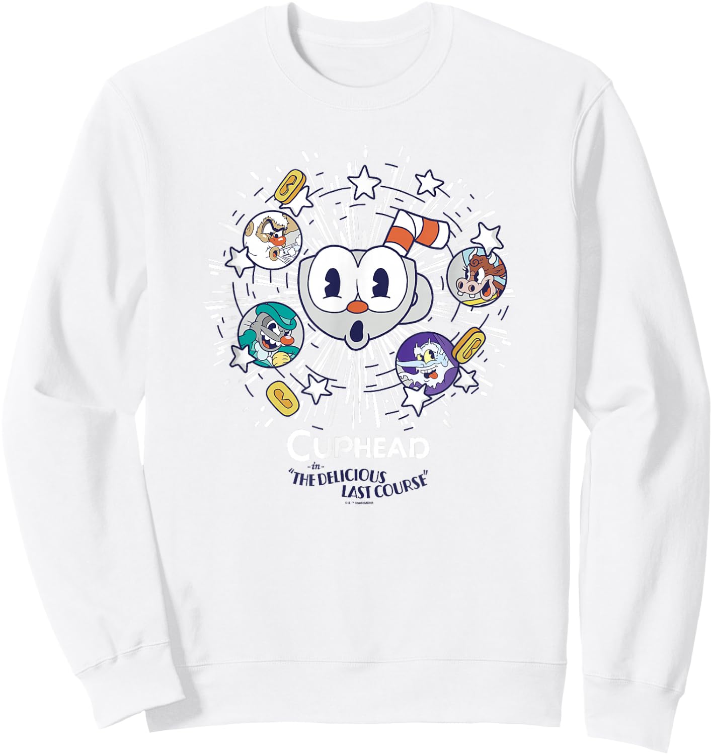 Cuphead: The Delicious Last Course Cuphead Character Group Sweatshirt - Sweatshirt | White