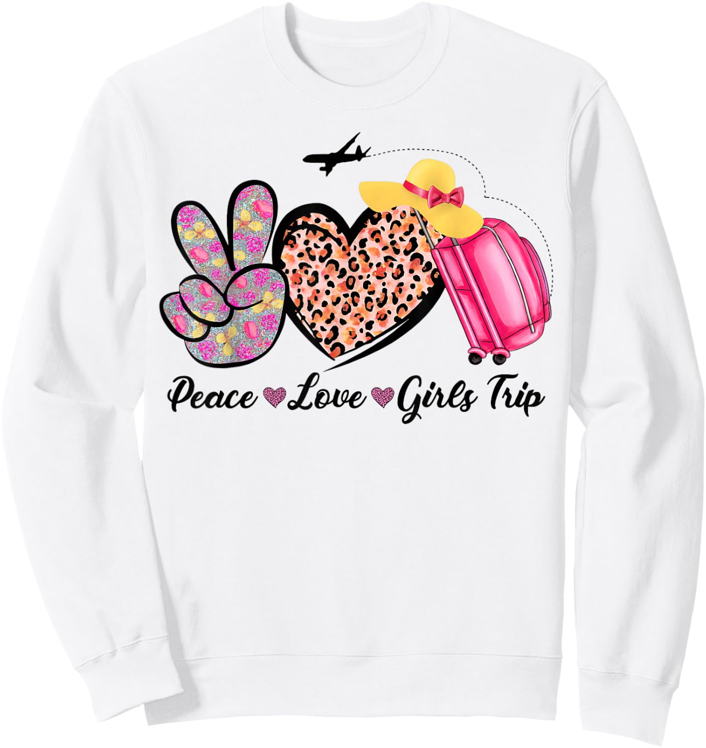 Girls Trip Traveling Lover Vacation Peace Love Girls Trip Sweatshirt - Sweatshirt | White