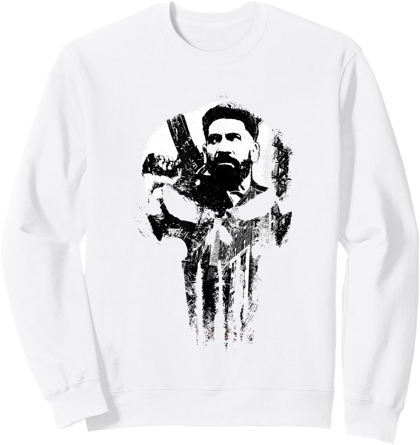 Marvel The Punisher: One Last Kill Frank Castle City Skull Sweatshirt - Sweatshirt | White
