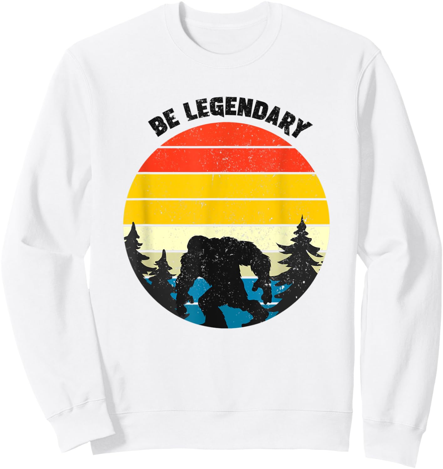 Be legendary, big foot vintage retro style background print Sweatshirt - Sweatshirt | White
