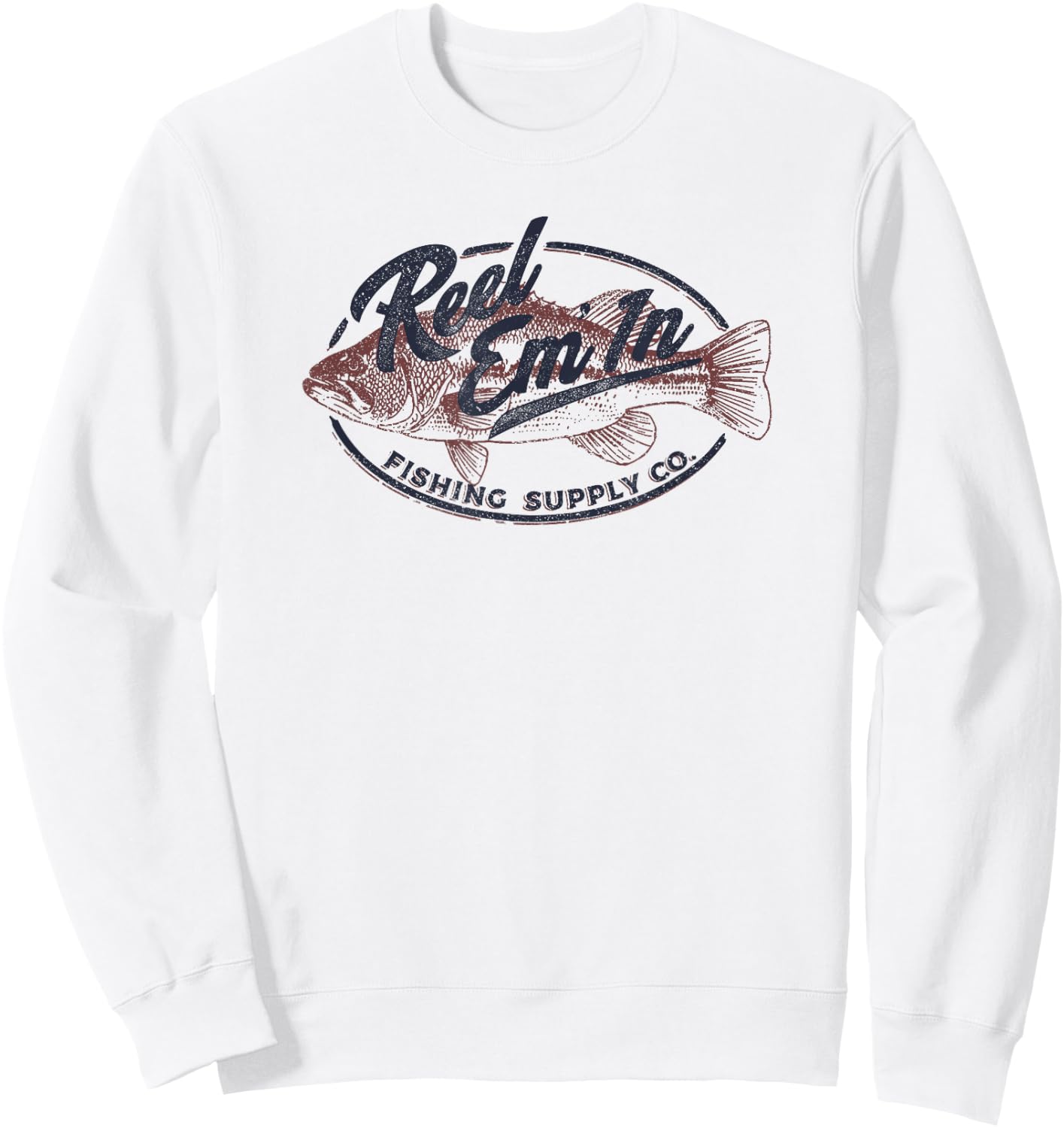 Trendy Reel Em' In Fishing Supply Co. Logo Sweatshirt - Sweatshirt | White