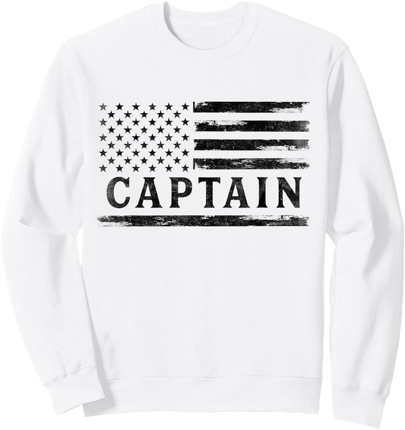 Captain Black Vintage USA Flag Father's Day Sweatshirt - Sweatshirt | White