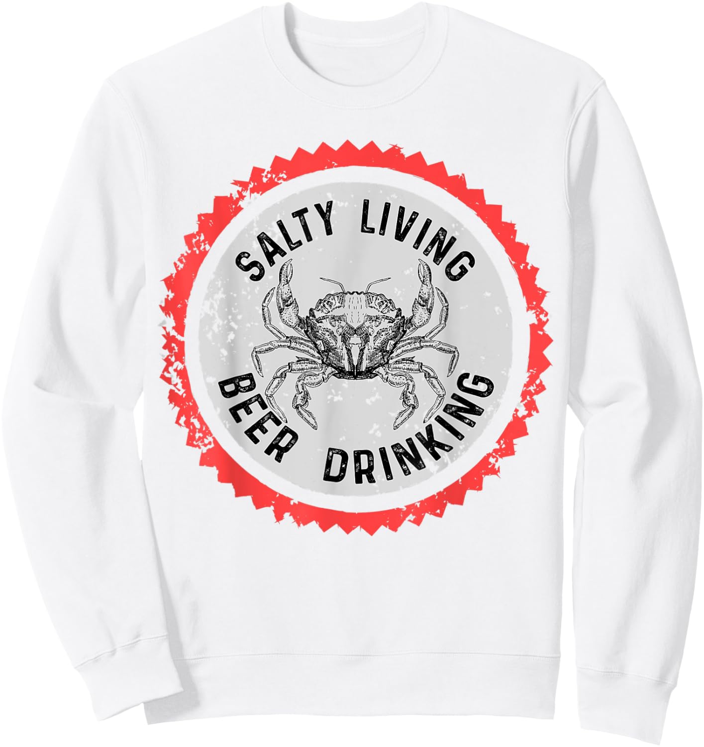Funny Salty Living Beer Drinking Fishing Boating Pontooning Sweatshirt - Sweatshirt | White