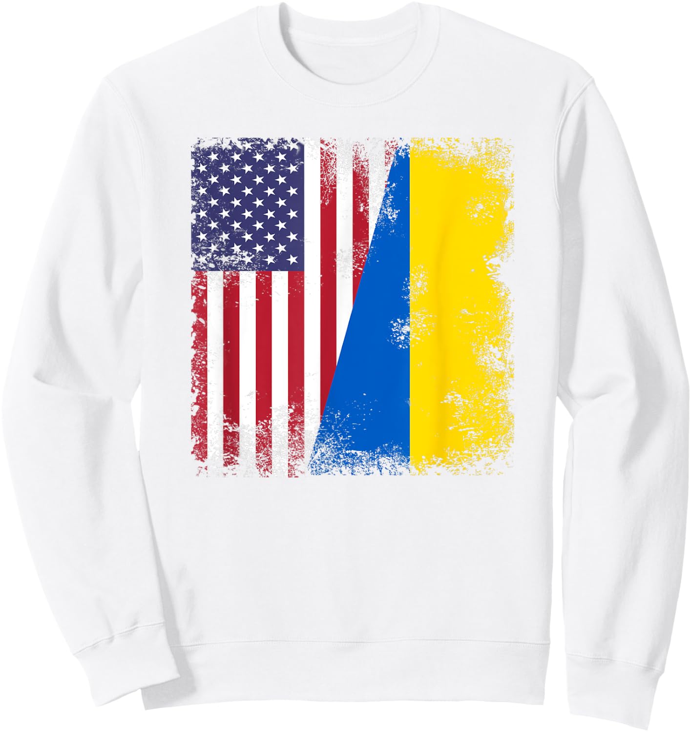 Half Ukrainian Flag | Vintage Ukraine USA Gift Sweatshirt - Sweatshirt | White