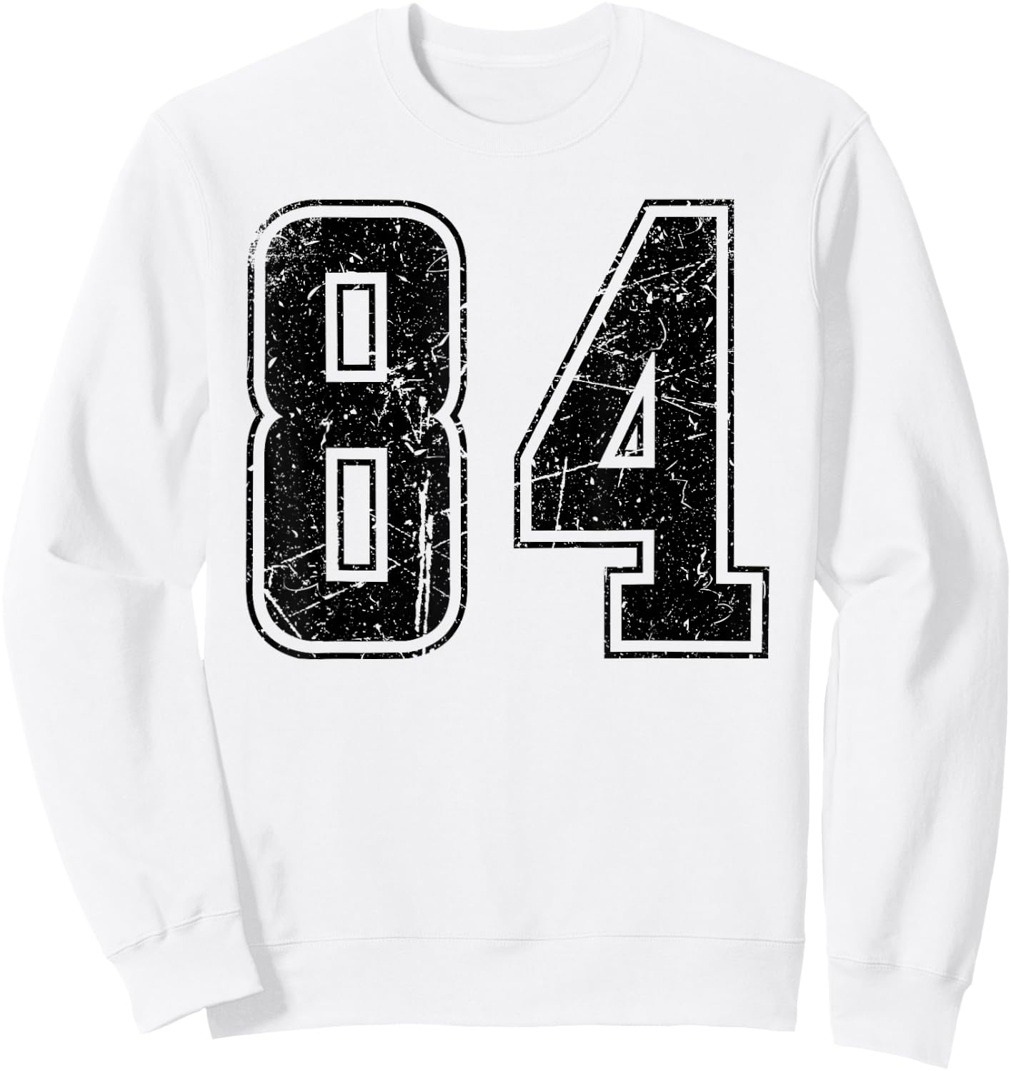 Number 84 Distressed Grunge Vintage Jersey Team Fan Sweatshirt - Sweatshirt | White