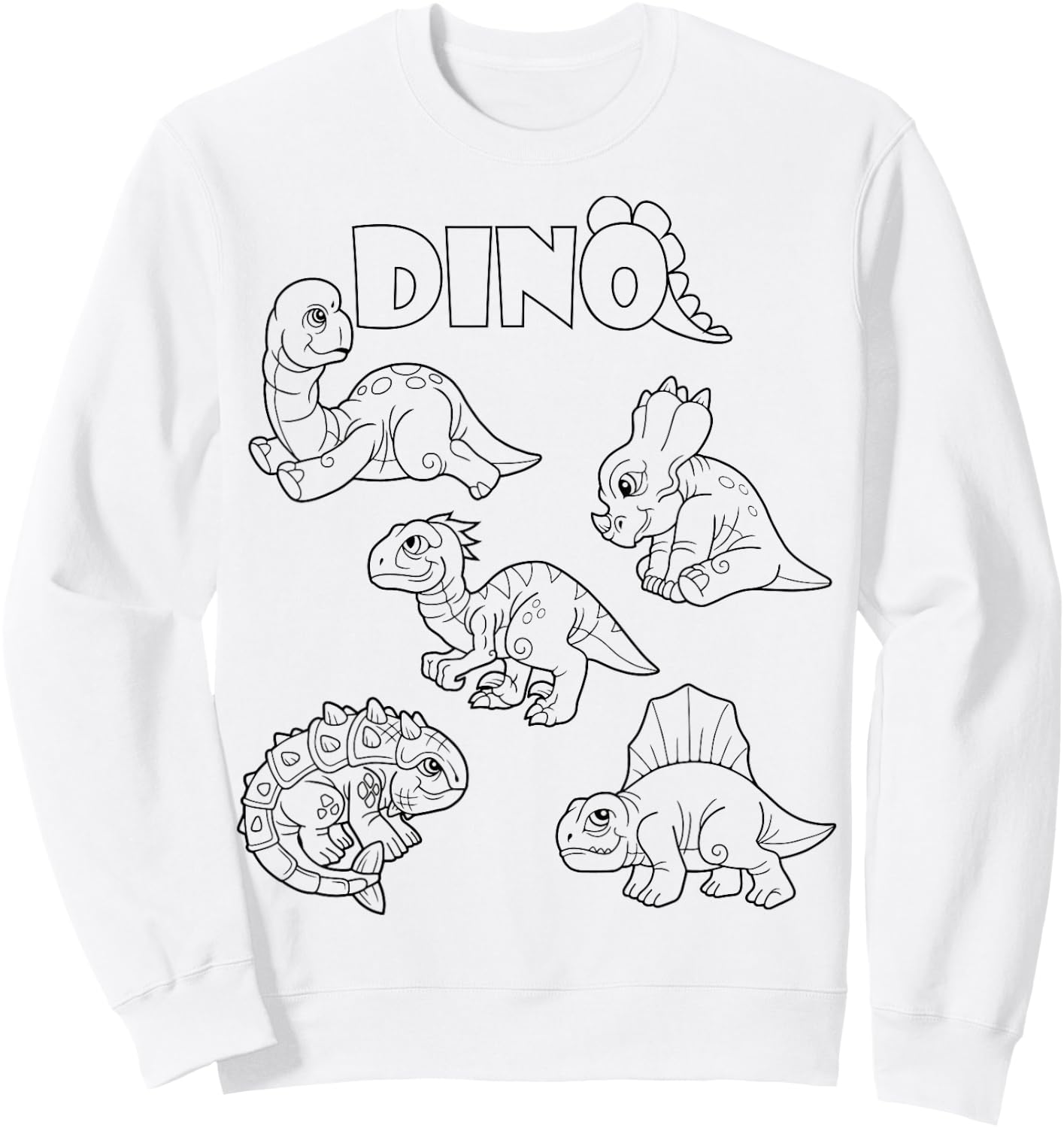 Cute dino dinosaur to paint and color in for children Sweatshirt - Sweatshirt | White