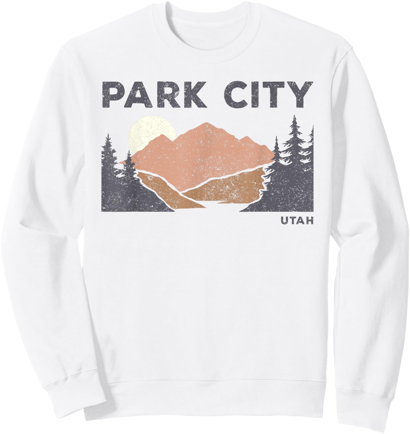 Vintage Retro Park City Utah Faded Mountain Forest Hiking Sweatshirt - Sweatshirt | White