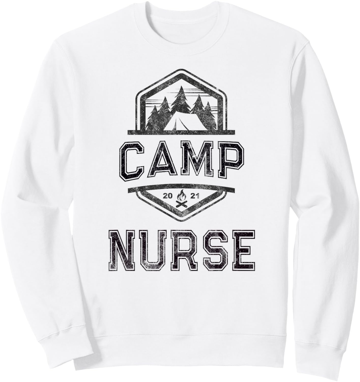 Vintage CAMP NURSE Medical Staff 2021 Campground Sweatshirt - Sweatshirt | White
