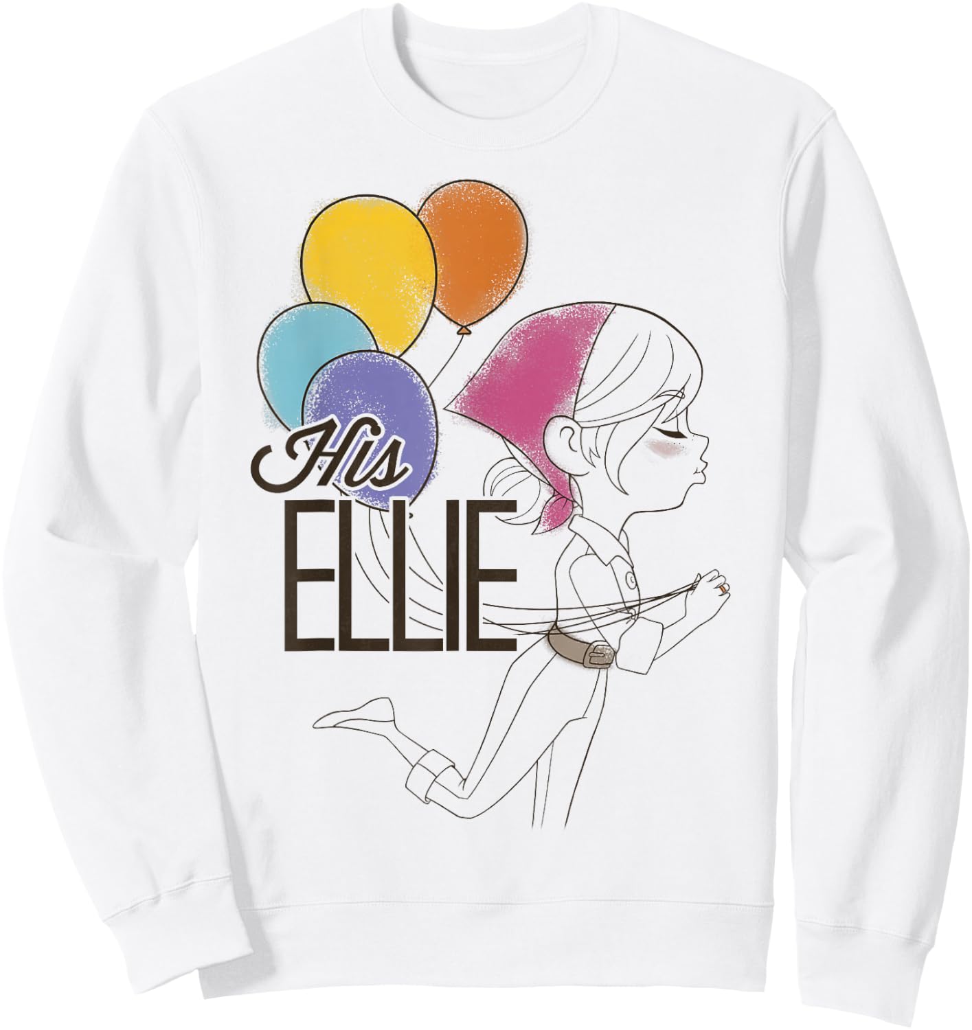 Disney Pixar Up His Ellie Balloons Sketch Graphic Sweatshirt - Sweatshirt | White