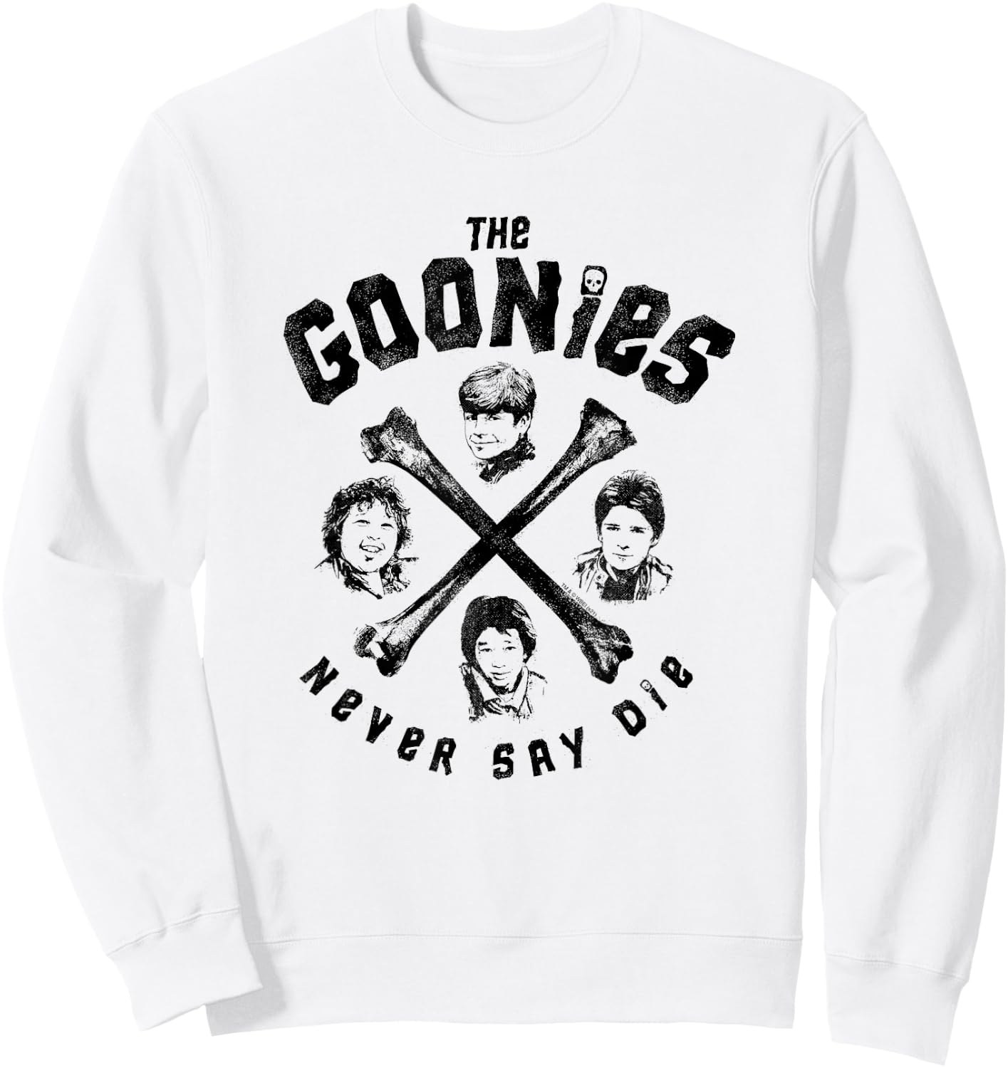 The Goonies Crossbones and Cast Never Say Die Movie Sweatshirt - Sweatshirt | White