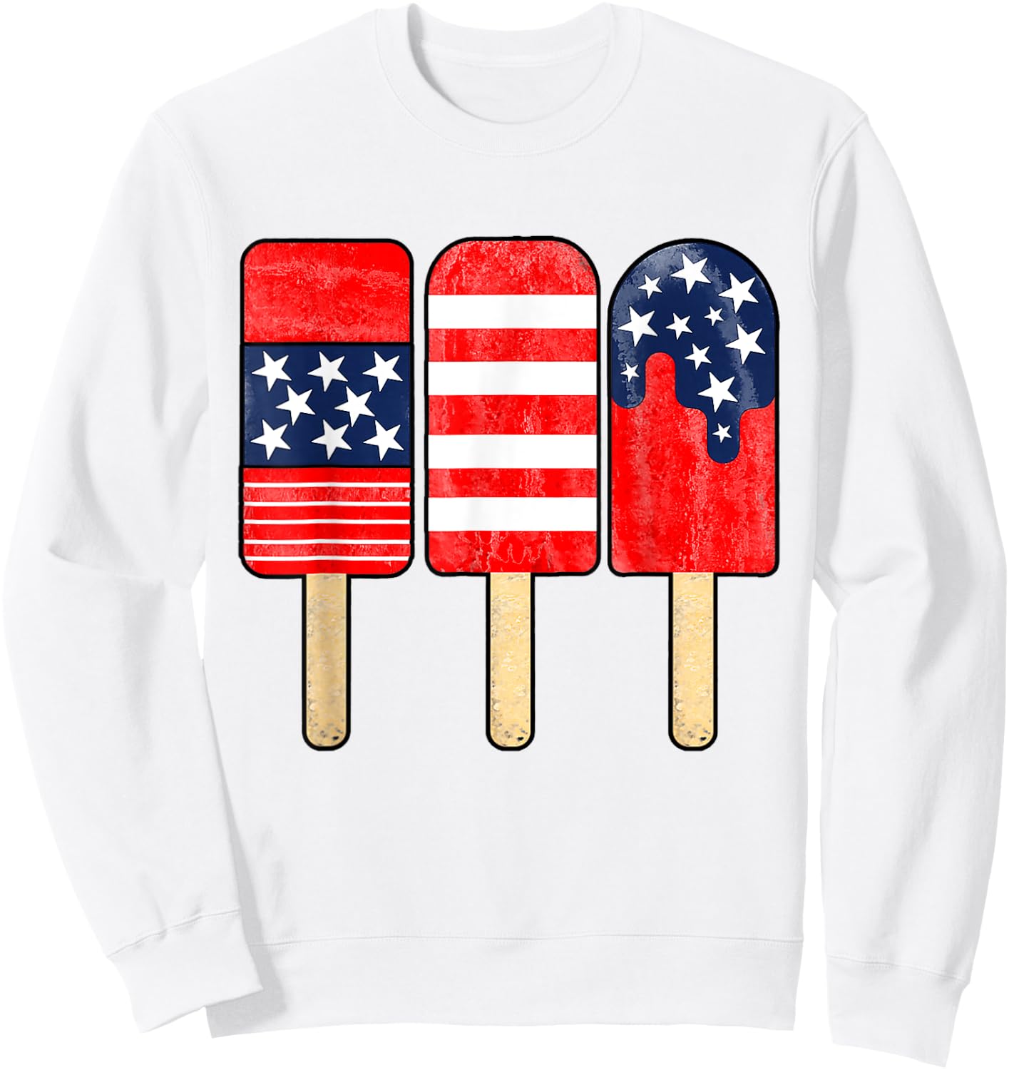4th of July Popsicle Red White Blue American Flag Patriotic Sweatshirt - Sweatshirt | White