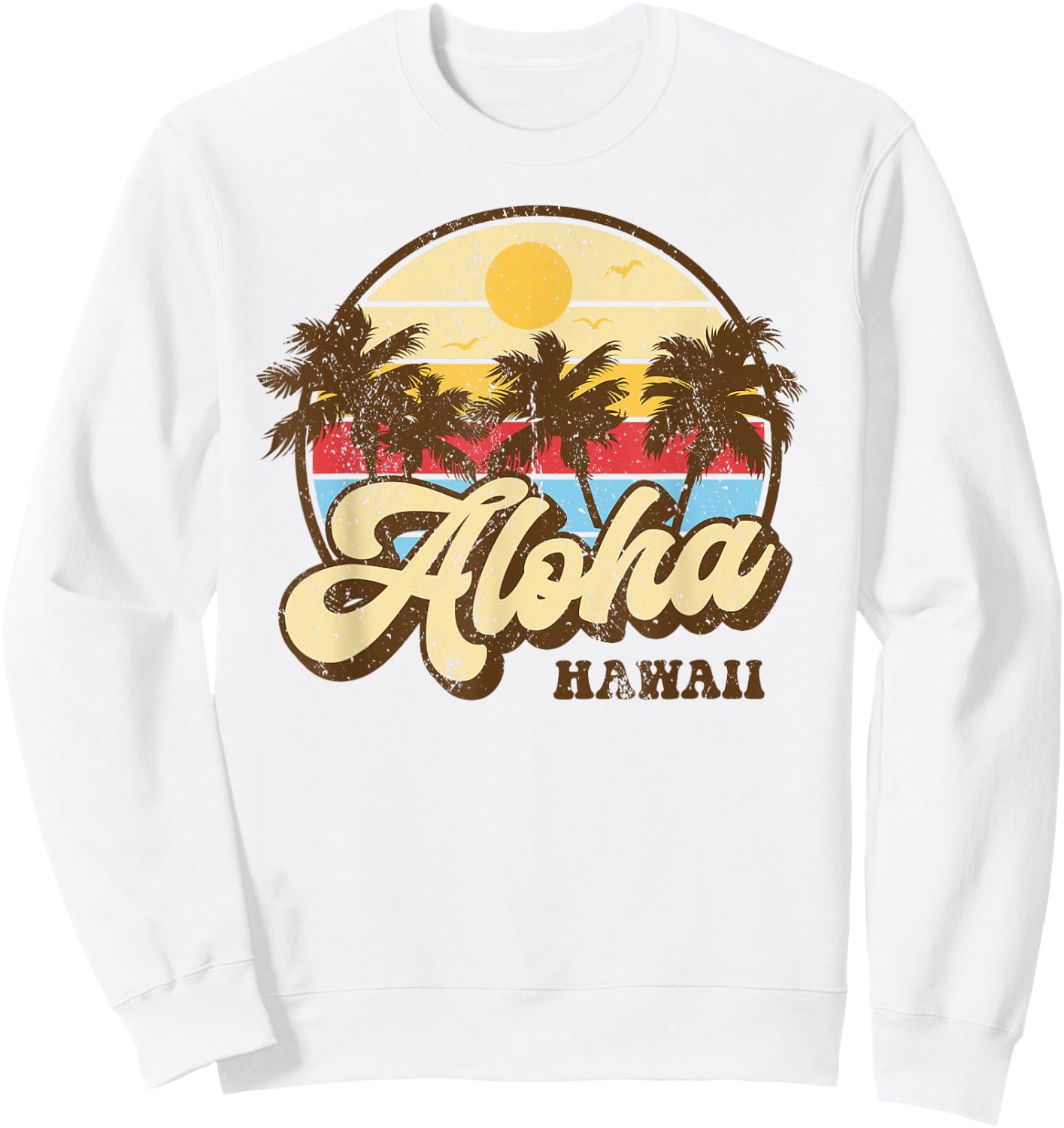 Aloha Hawaii Hawaiian Island Palm Surfboard Beach Surf retro Sweatshirt - Sweatshirt | White