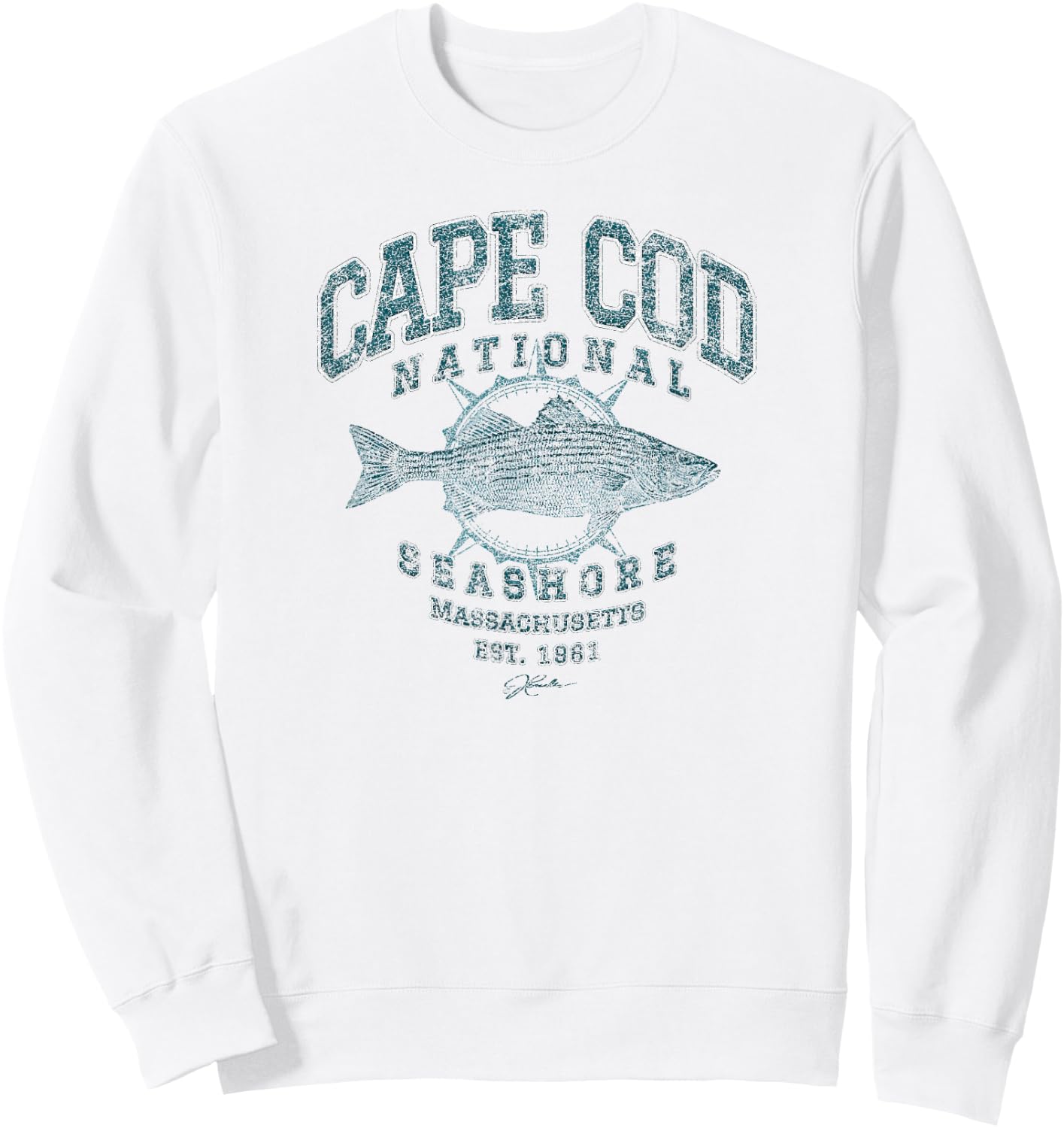 JCombs: Cape Cod National Seashore, MA, Striped Bass Sweatshirt - Sweatshirt | White