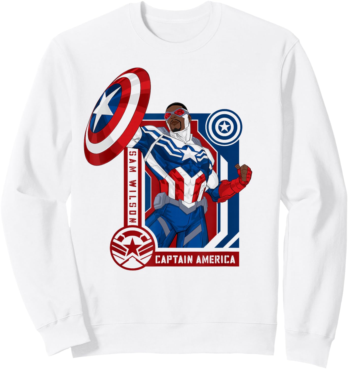 Marvel Avengers Sam Wilson Captain America Hero Sweatshirt - Sweatshirt | White