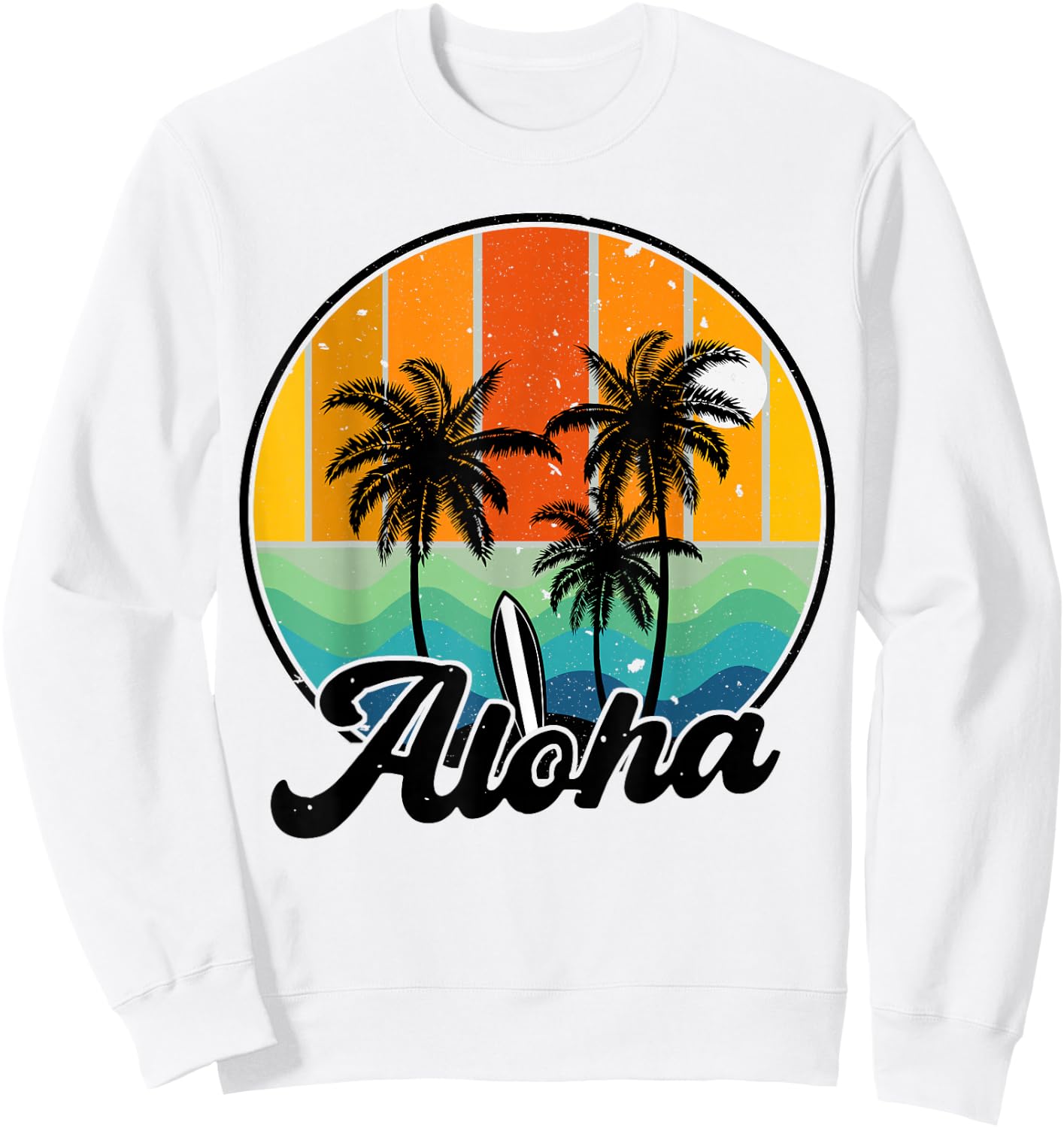 Aloha Hawaiian Palm Tree Beach Surf Kids Men Women Sweatshirt - Sweatshirt | White