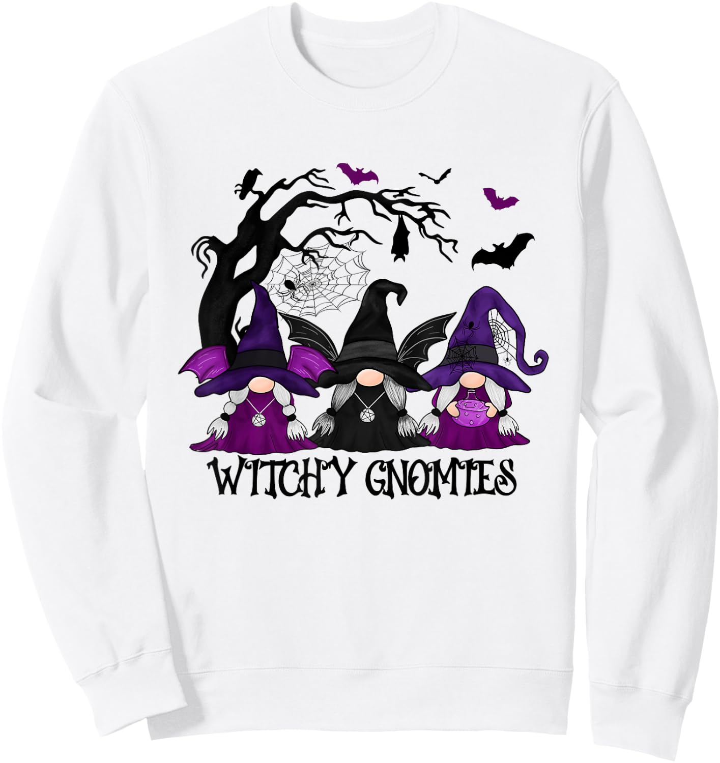Witchy Gnomies Funny Gnome Halloween Matching Costume Sweatshirt - Sweatshirt | White