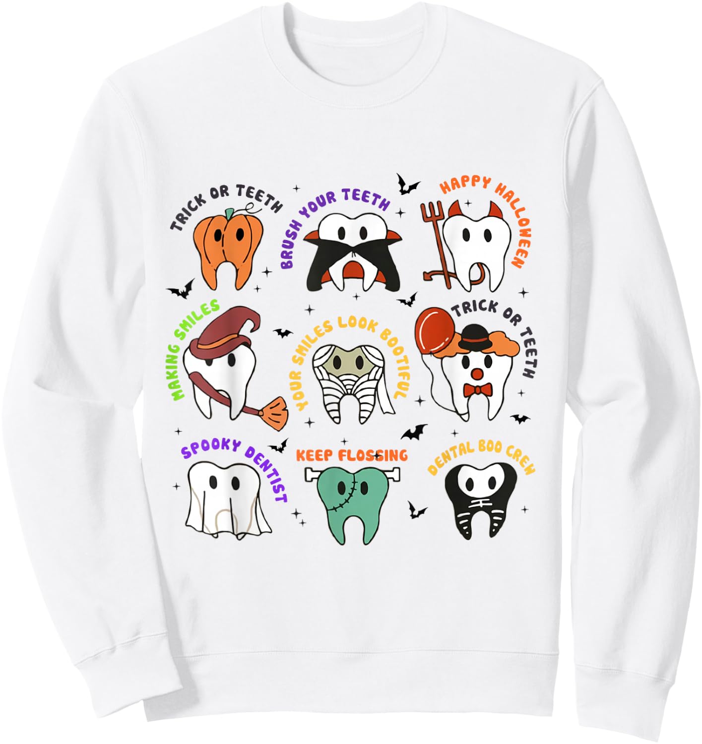 Halloween Dentist Teeth Dental Boo Crew Costume Men Women Sweatshirt - Sweatshirt | White