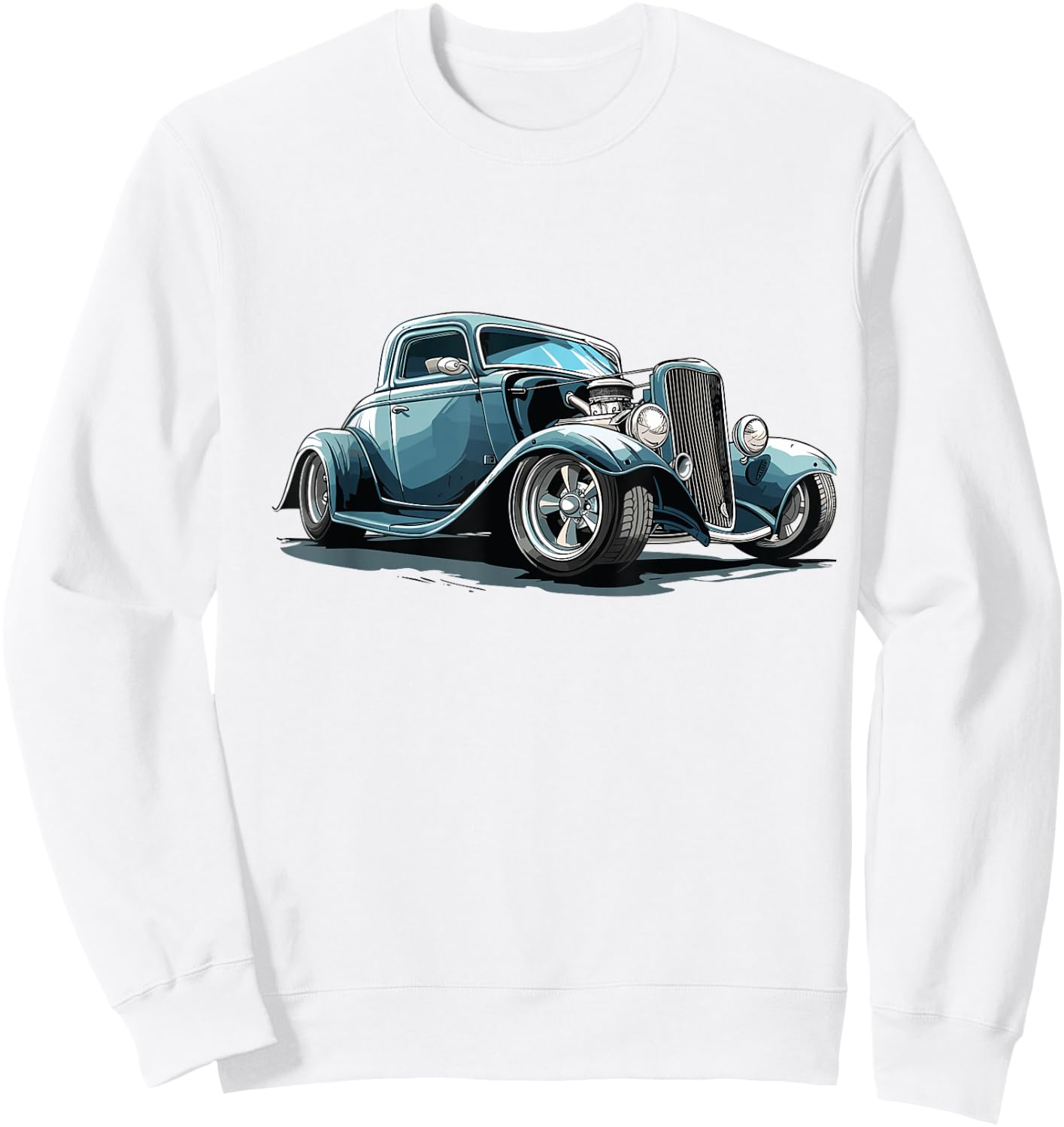 Classic Hotrod Retro Car Illustration Hotrod Sweatshirt - Sweatshirt | White