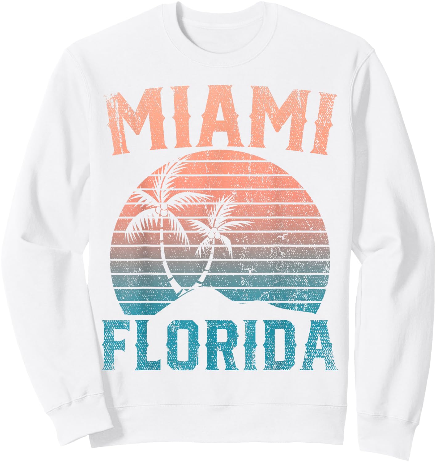 Miami Beach Tropical Summer Vacation Retro Miami Florida Men Women Kids Sweatshirt - Sweatshirt | White