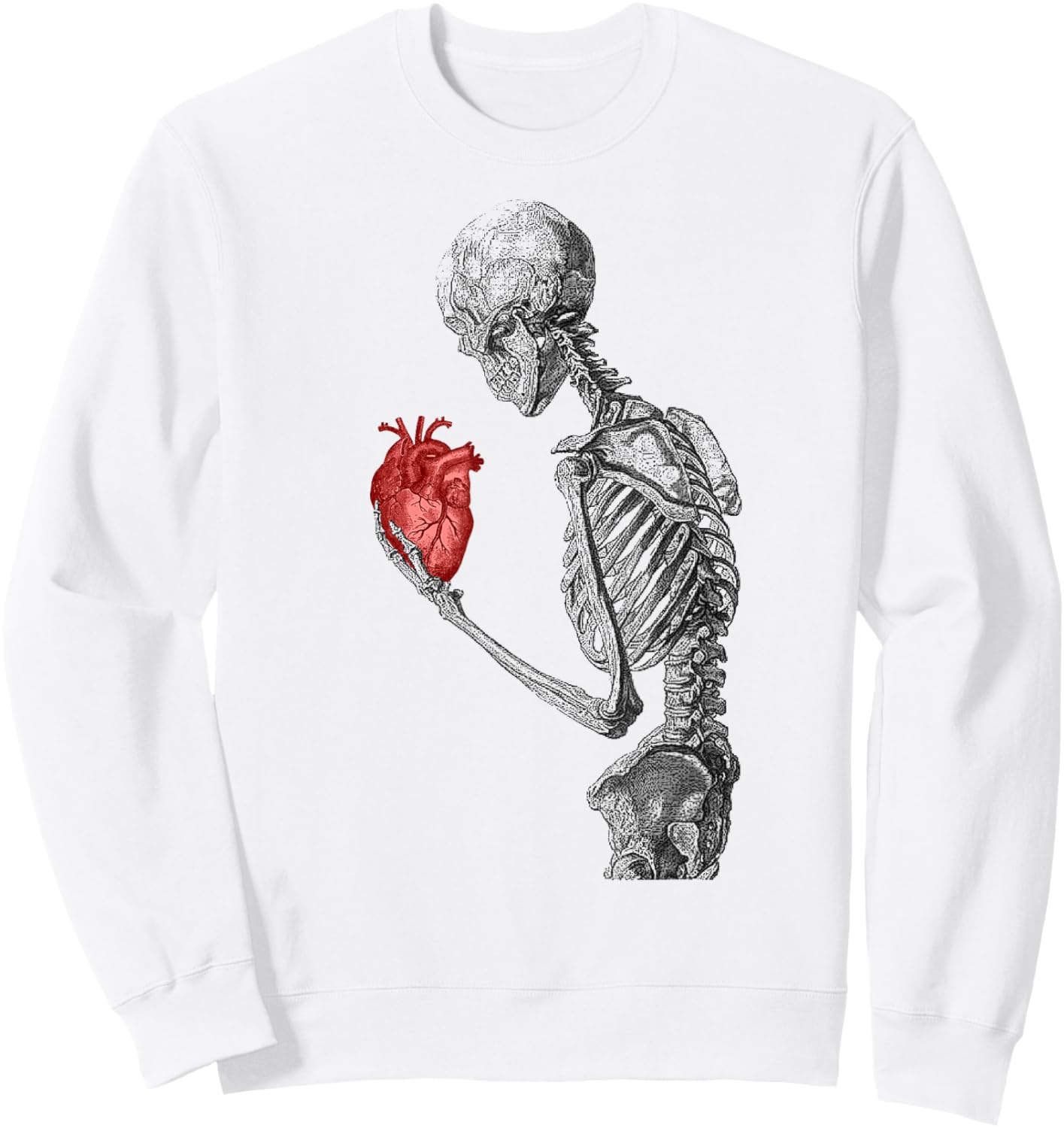 Anatomical Red Human Heart Skeleton Cardiac Sweatshirt - Sweatshirt | White