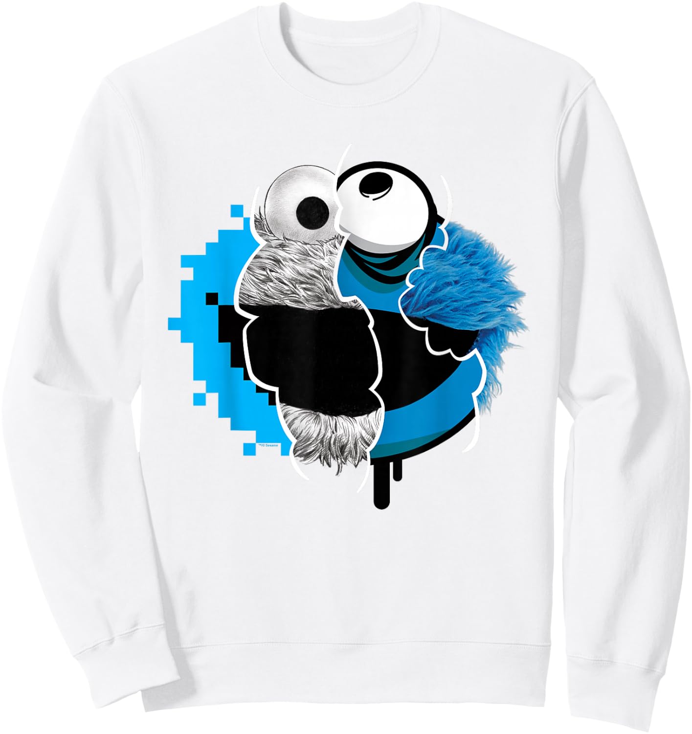 Sesame Street Split Cookie Monster Sweatshirt - Sweatshirt | White