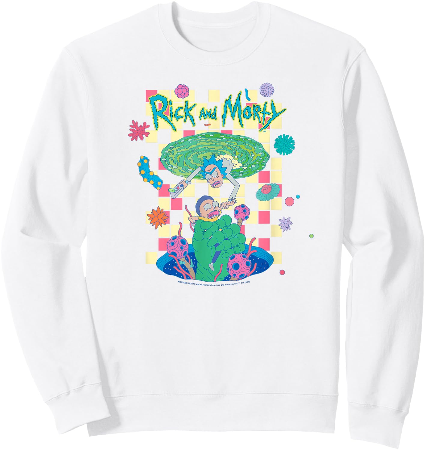 Rick and Morty Falling Portals Sweatshirt - Sweatshirt | White