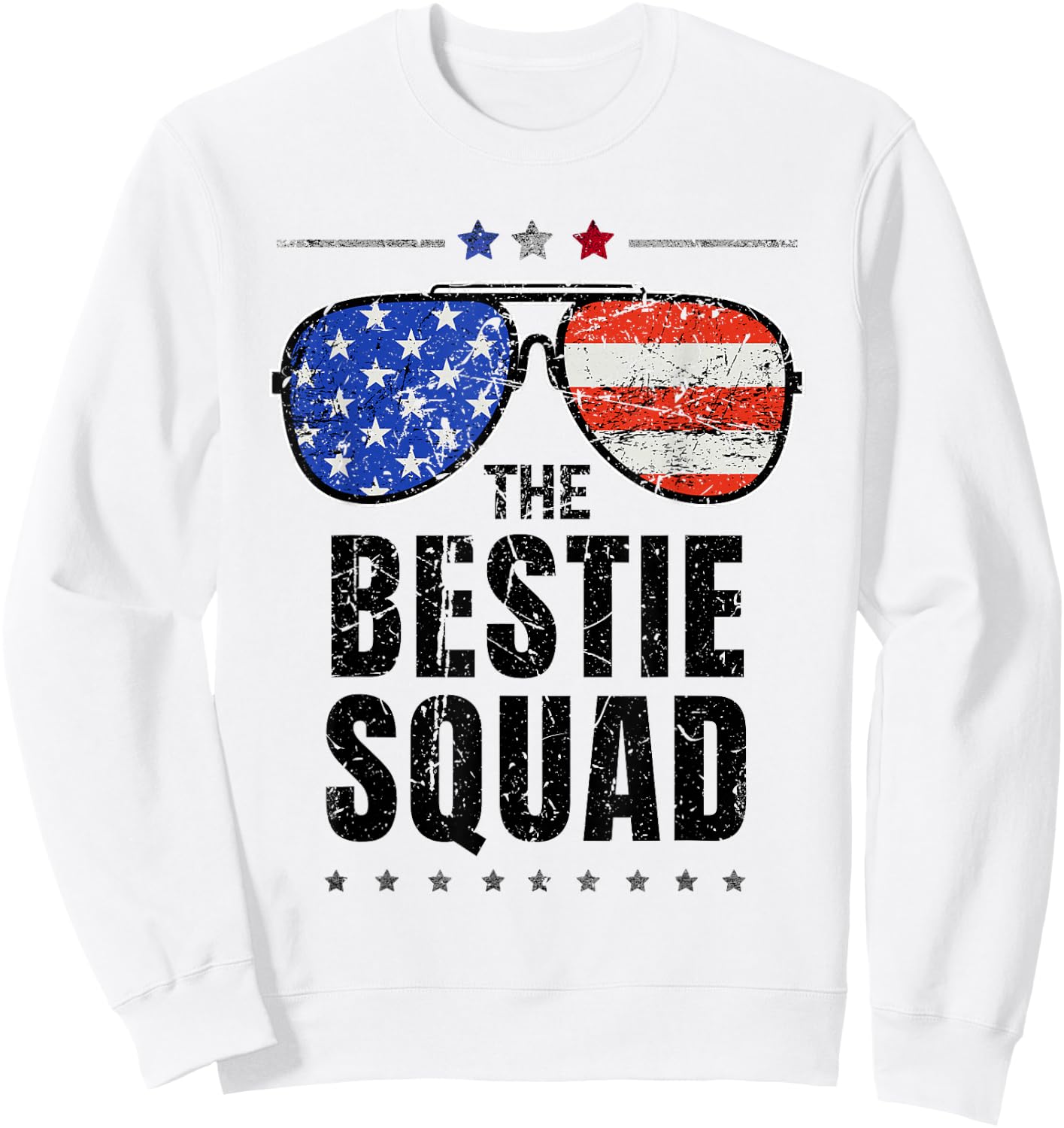 Bestie Squad American Flag Matching 4th of July Best Friend Sweatshirt - Sweatshirt | White