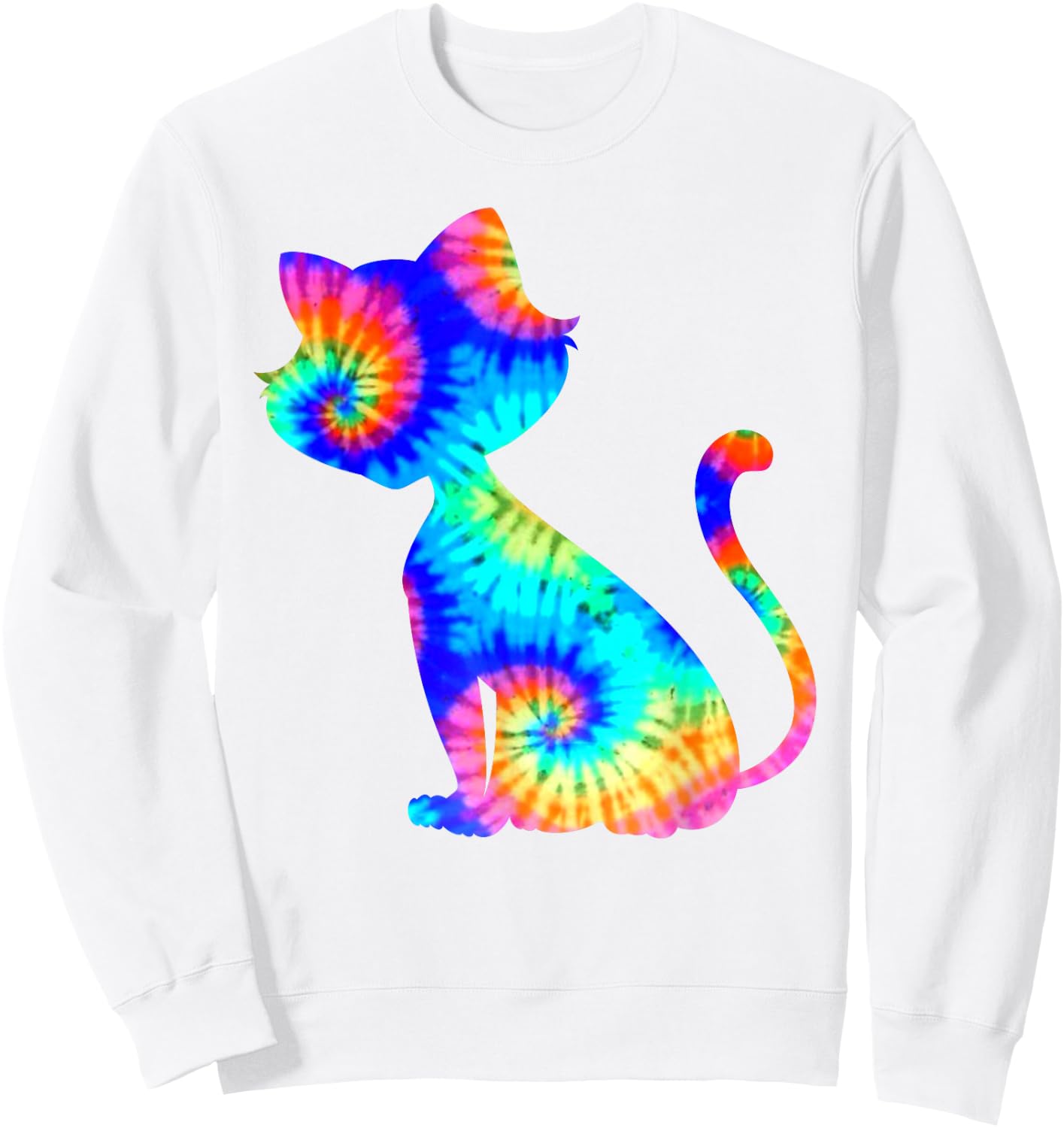 Tie Dye Cat Shirt | Colorful Tye Dye Kitten Sweatshirt - Sweatshirt | White