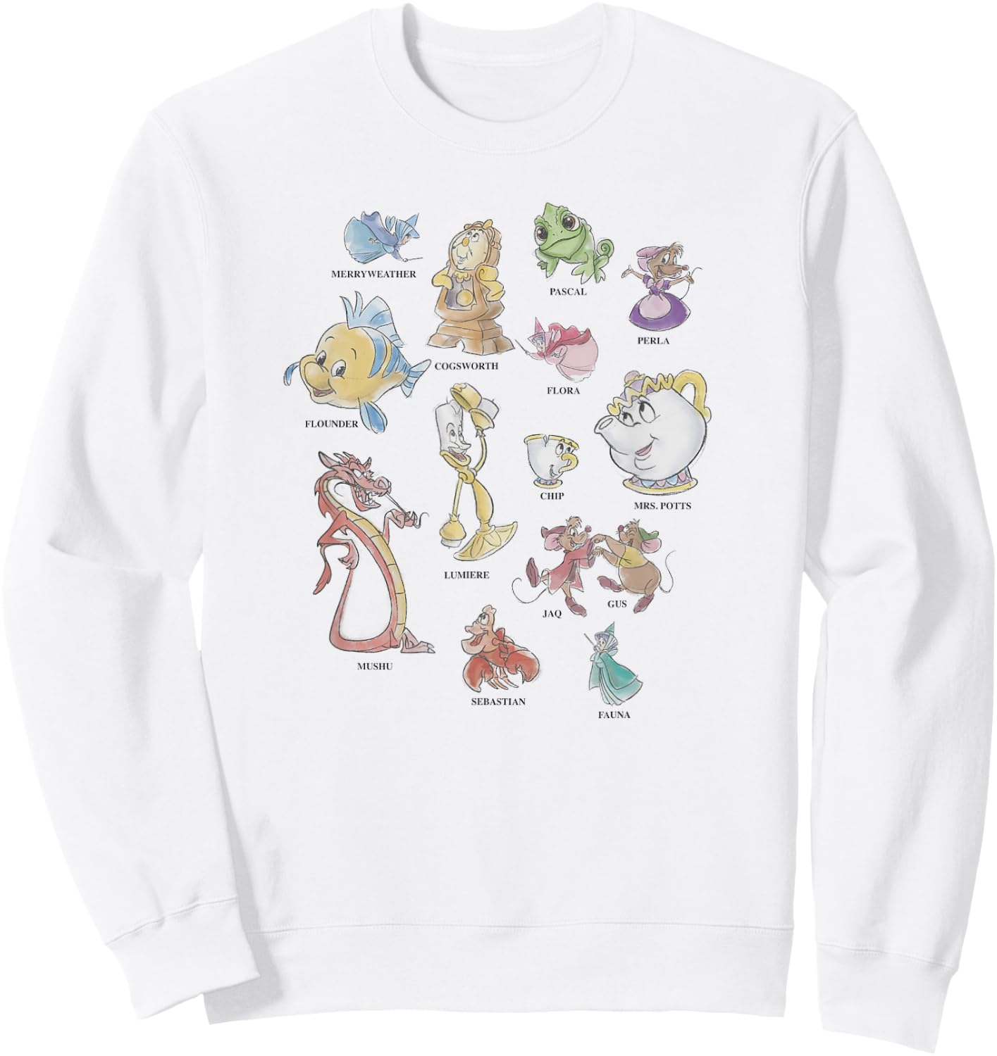 Disney Princesses Sidekick Identification Chart Small Sweatshirt - Sweatshirt | White