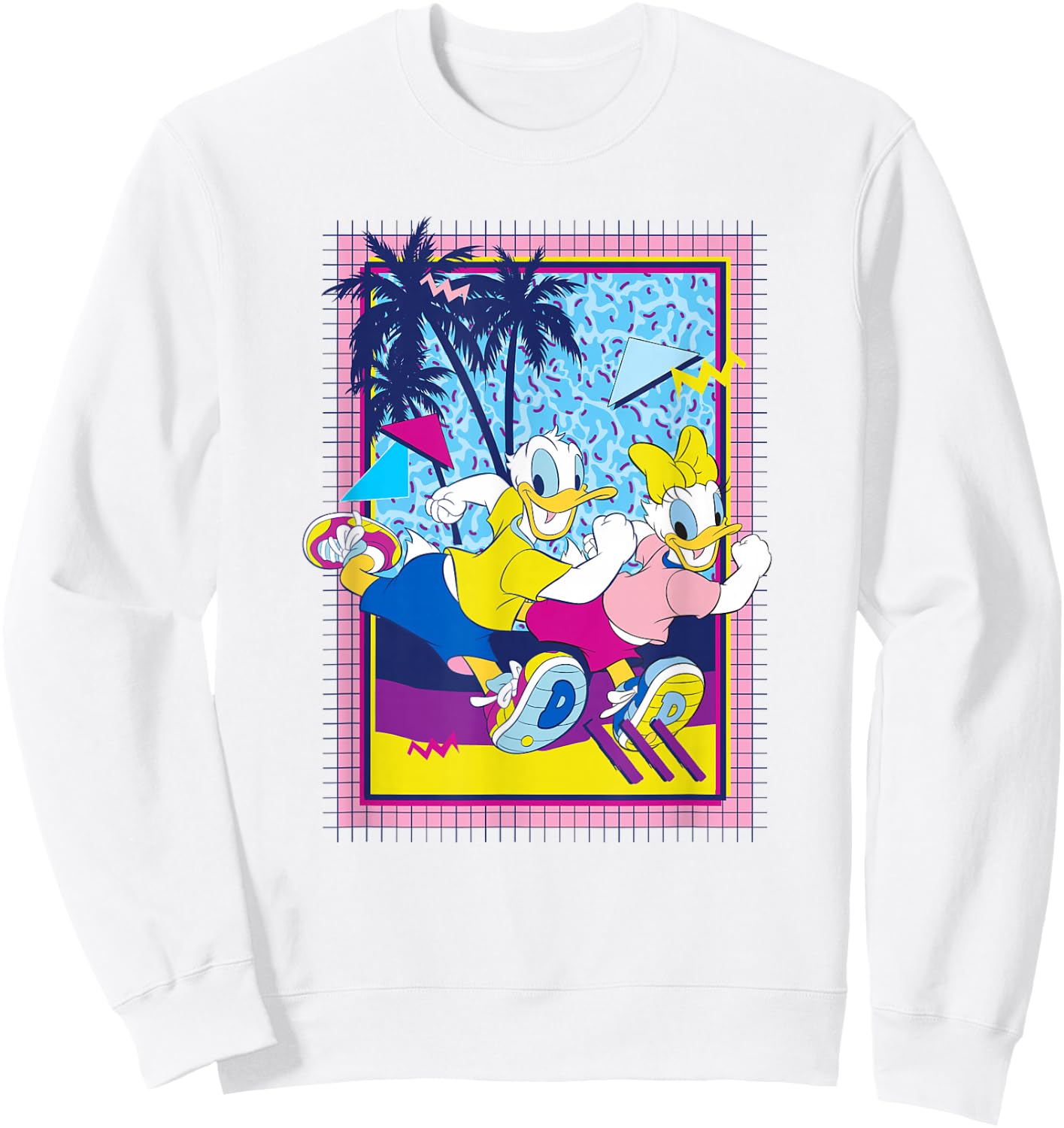 Disney Mickey And Friends Donald And Daisy Retro Run Poster Sweatshirt - Sweatshirt | White