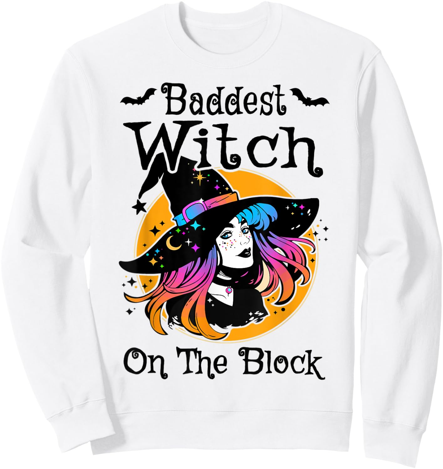 Baddest Witch On The Block Cute With Sweatshirt - Sweatshirt | White