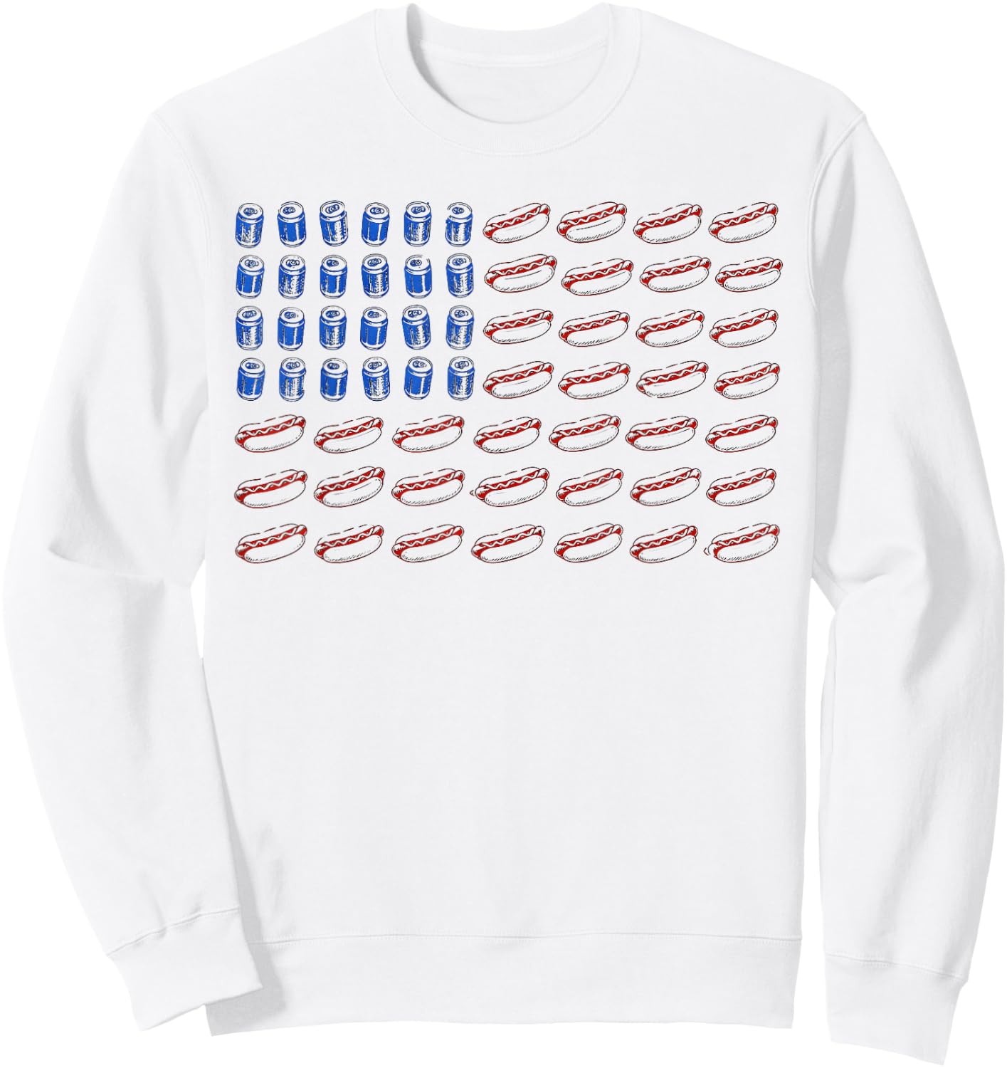 Hot Dog American Flag 4th of July Sweatshirt - Sweatshirt | White
