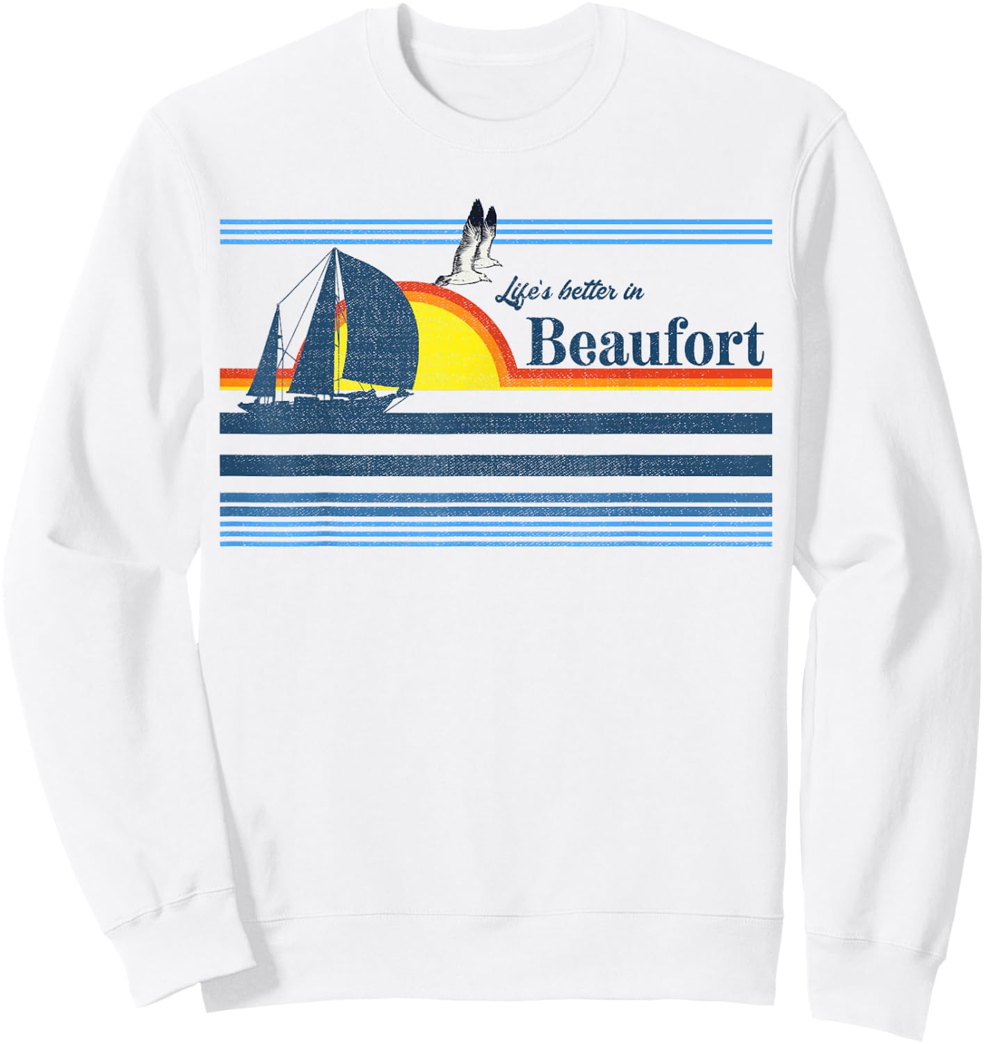 Beaufort North South Carolina NC SC Gift Beach Retro Vintage Sweatshirt - Sweatshirt | White