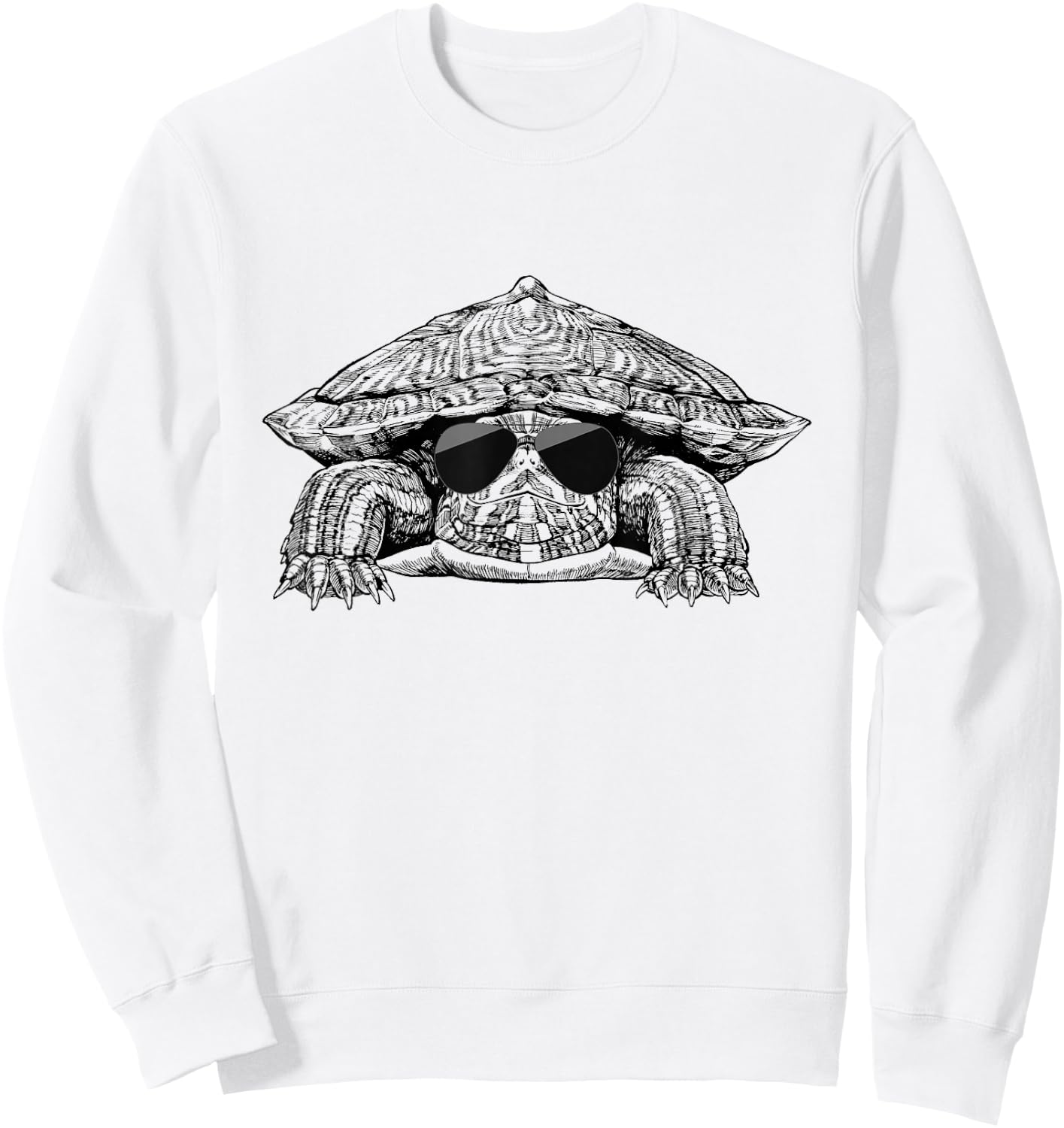Red eared slider turtle with Sunglasses Sweatshirt - Sweatshirt | White