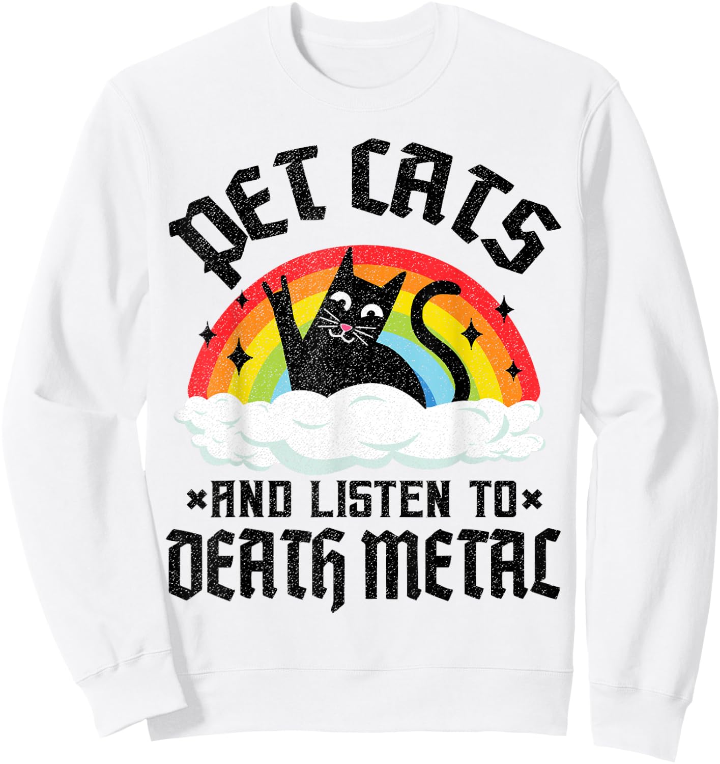 Pet Cats And Listen To Death Metal Kids Goth Heavy Metal Sweatshirt - Sweatshirt | White