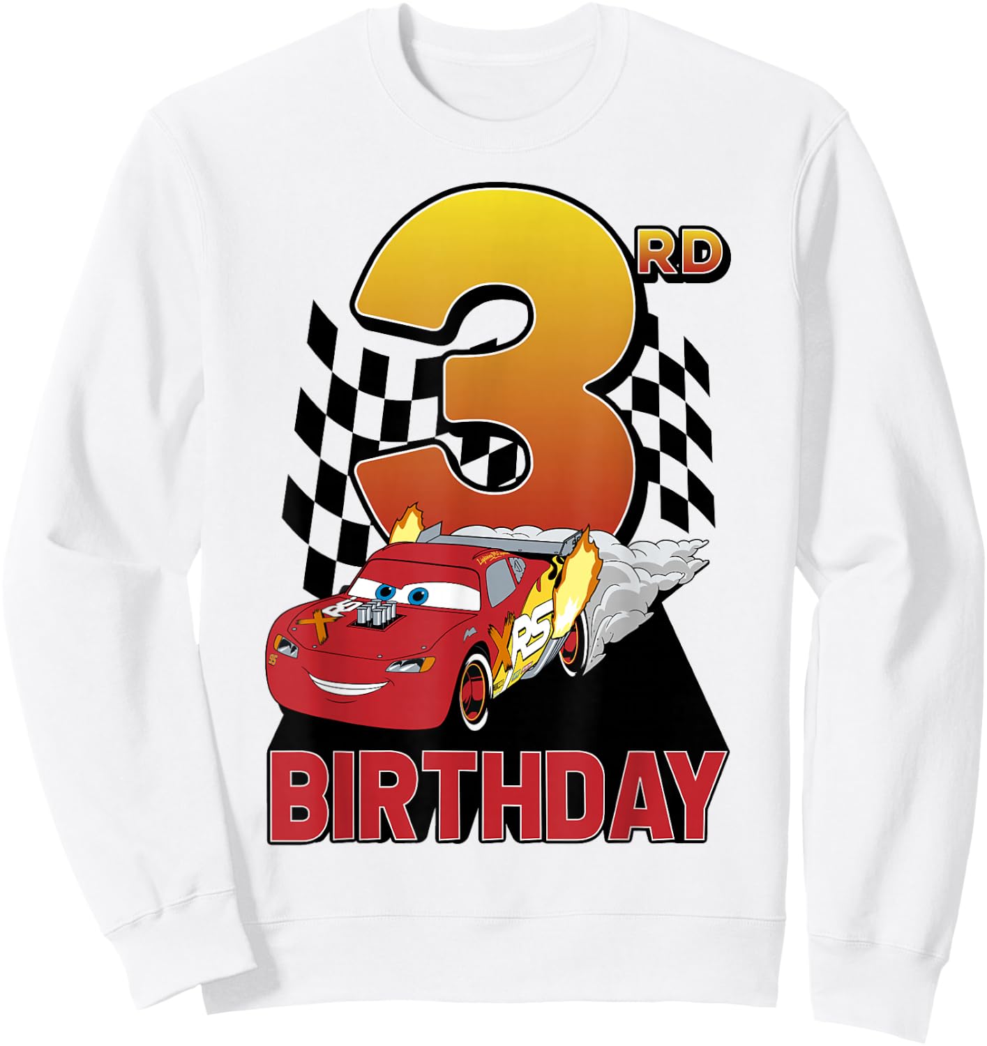 Disney Pixar Cars Lightning McQueen 3rd Birthday Race Logo Sweatshirt - Sweatshirt | White