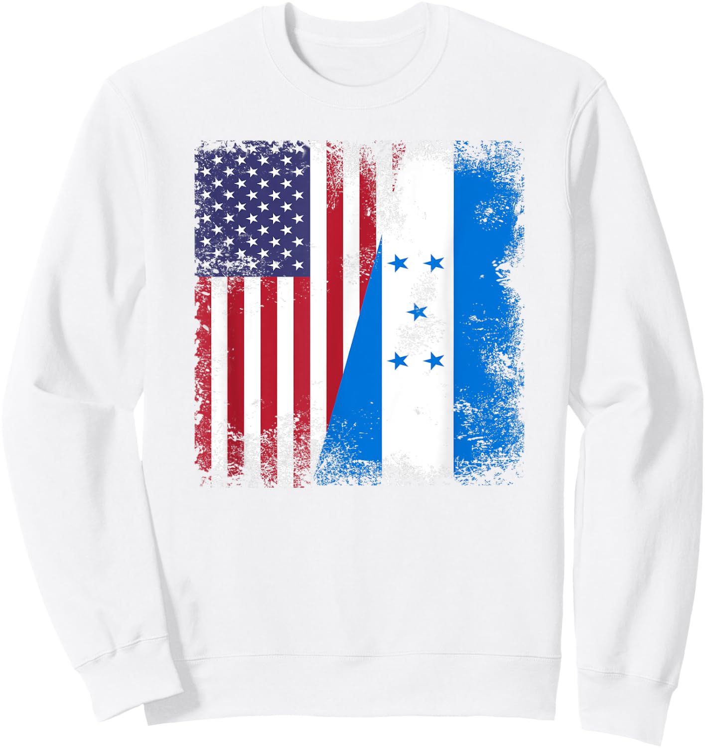 Half Honduran Flag | Vintage Honduras USA Gift Sweatshirt - Sweatshirt | White