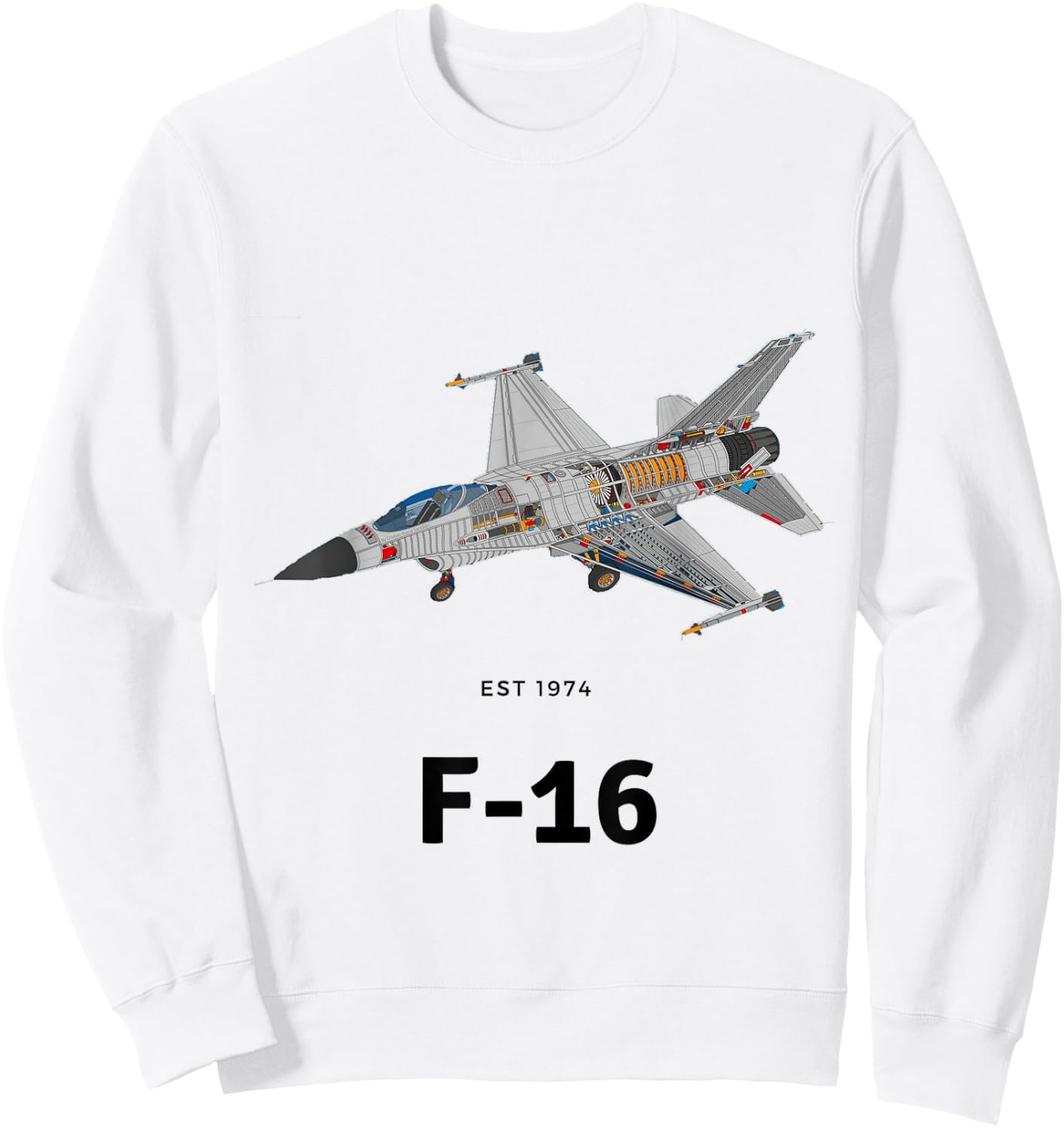 F-16 Fighter Pilot Jet Plane War Plane T Shirt Sweatshirt - Sweatshirt | White