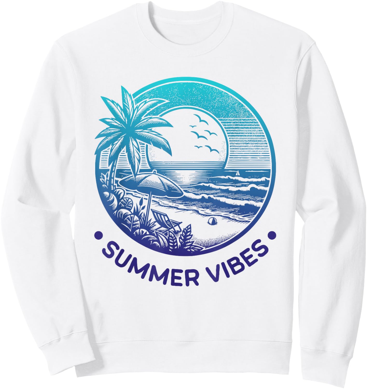 Summer Vibes Tropical Retro Beach Sunset Palm Trees Sweatshirt - Sweatshirt | White