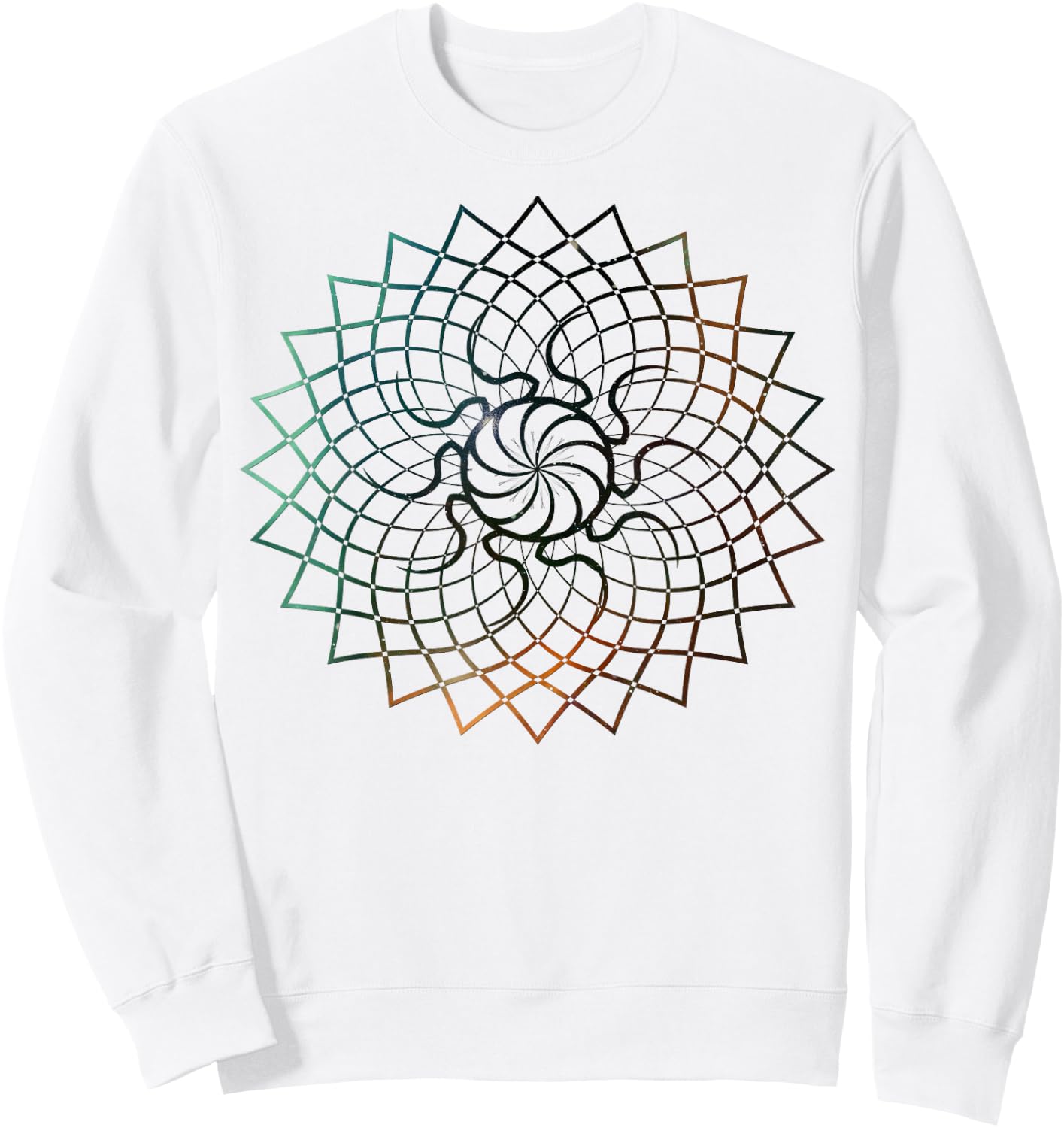 Mandala Geometry Sacred Fractal Art Yoga Good Vibe Sweatshirt - Sweatshirt | White