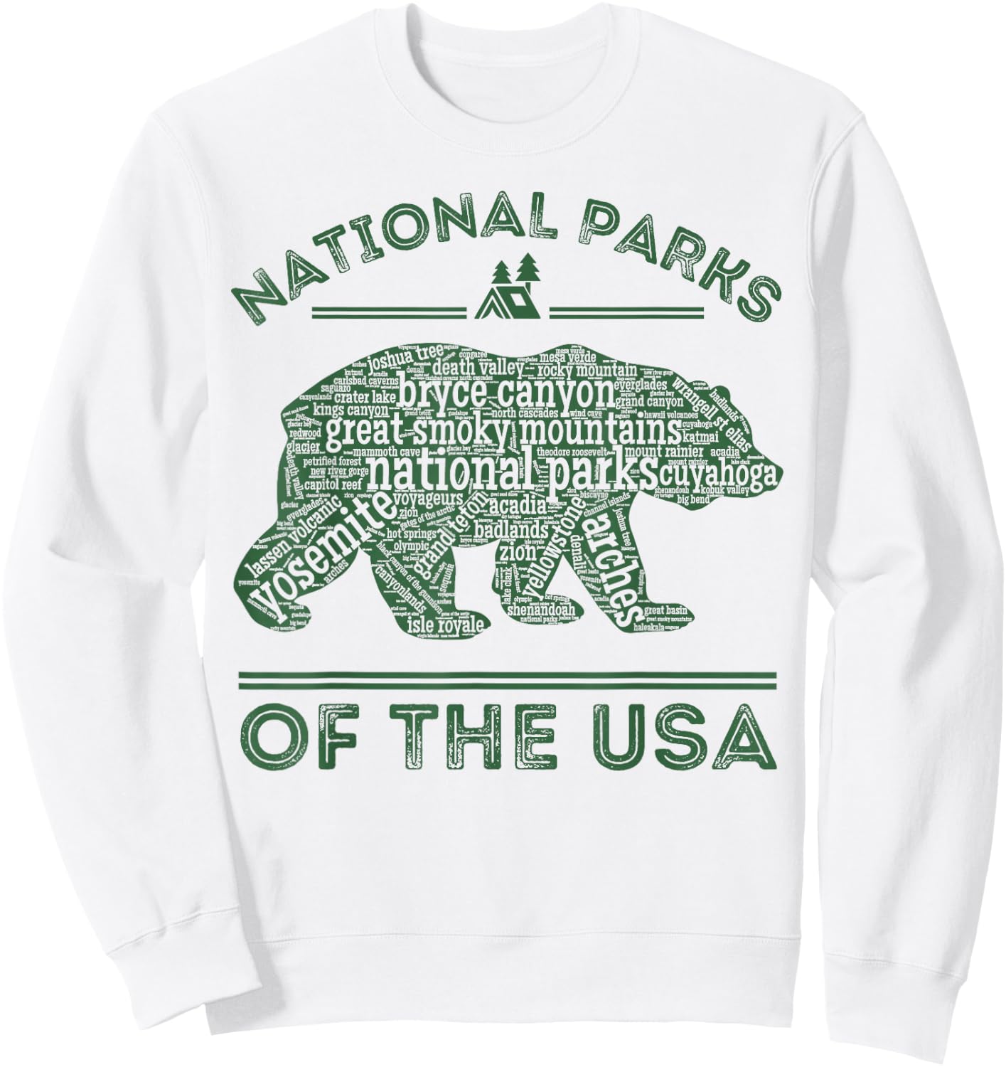 National Parks Bear Hiking Travel Camping Outdoors Retro USA Small Sweatshirt - Sweatshirt | White