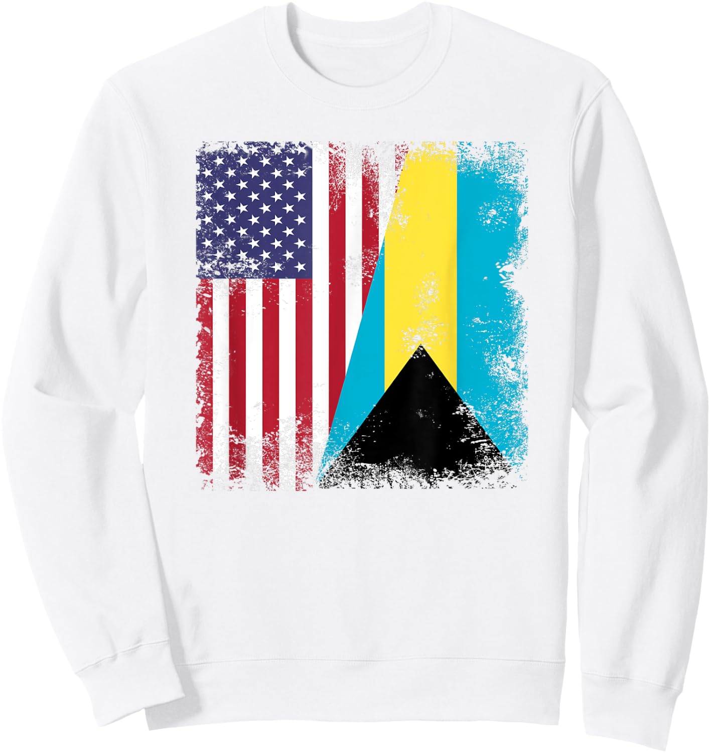 Half Bahamian Flag | Vintage Bahamas USA Gift Sweatshirt - Sweatshirt | White