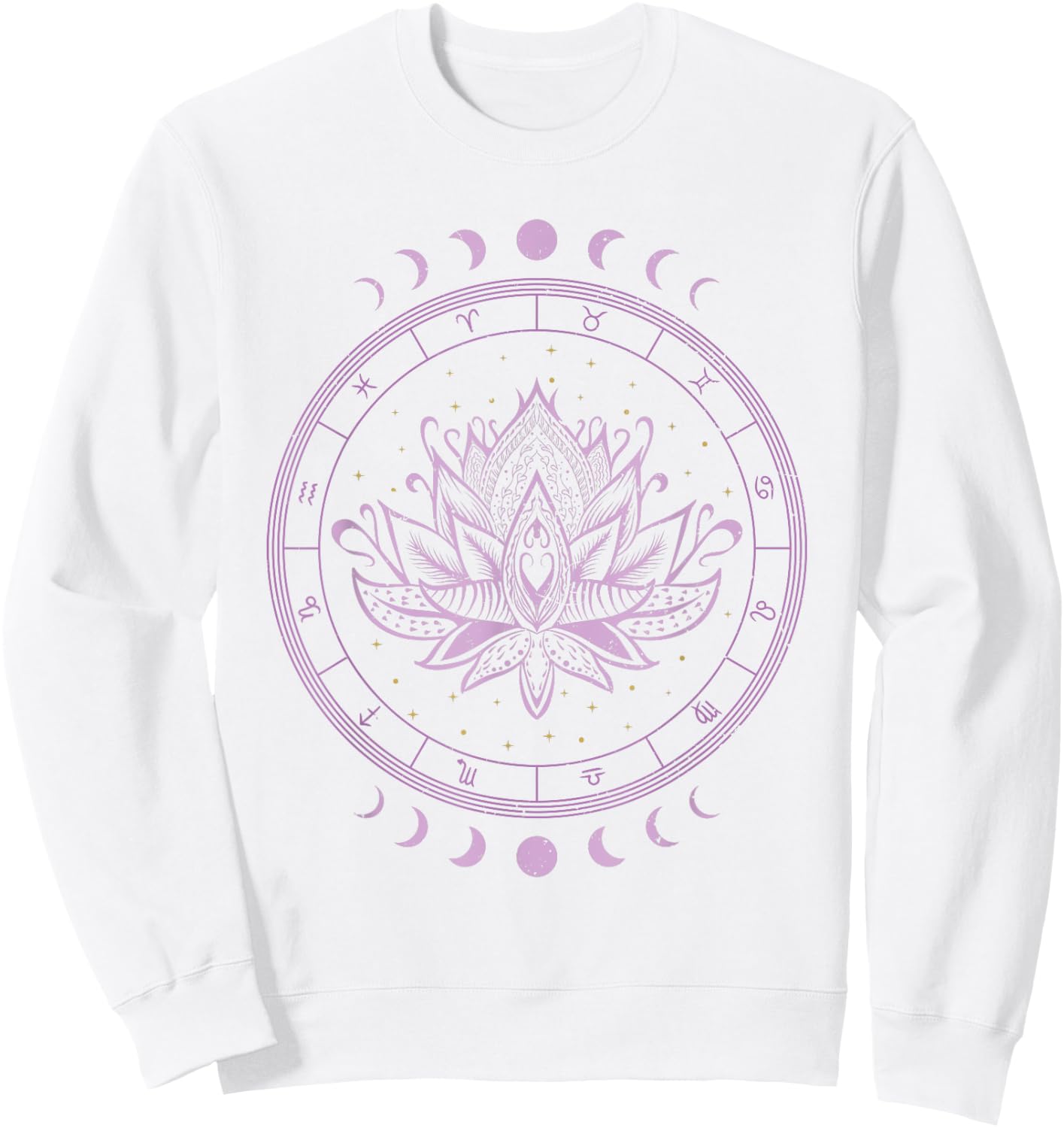 Spiritual Bohemian Yoga Astrology Zodiac Signs Lotus Flower Sweatshirt - Sweatshirt | White